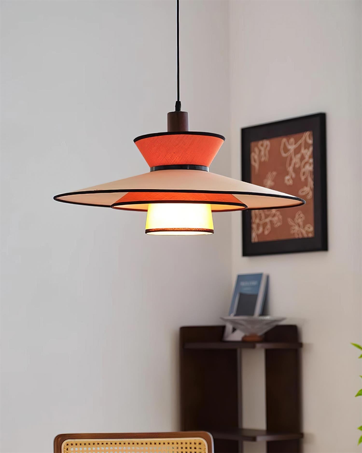 Milano Pendant Lamp Layered Fabric Geometric Red - Letslighting