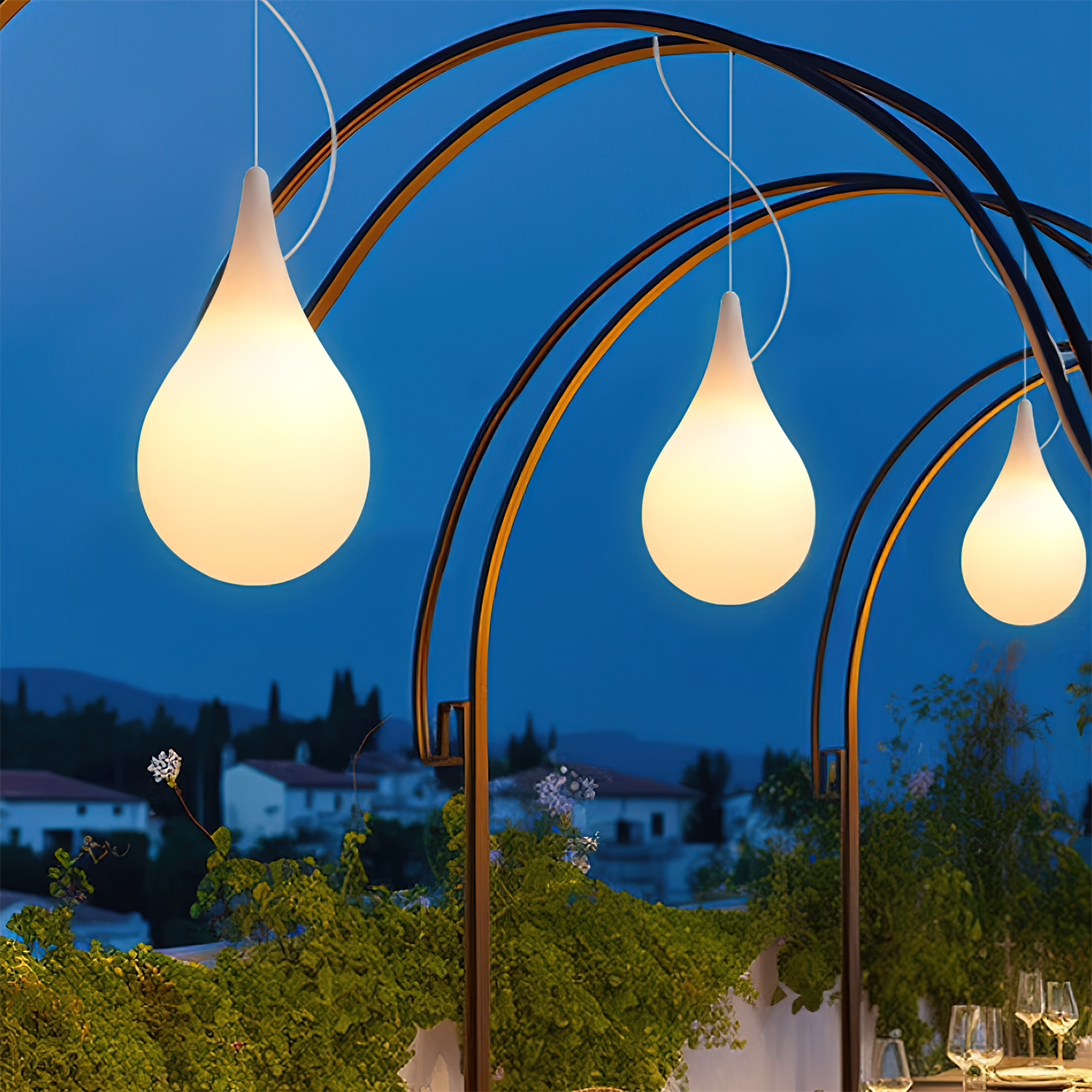 Milk Drop Outdoor Pendant Lamp Acrylic Teardrop Minimalist - Letslighting