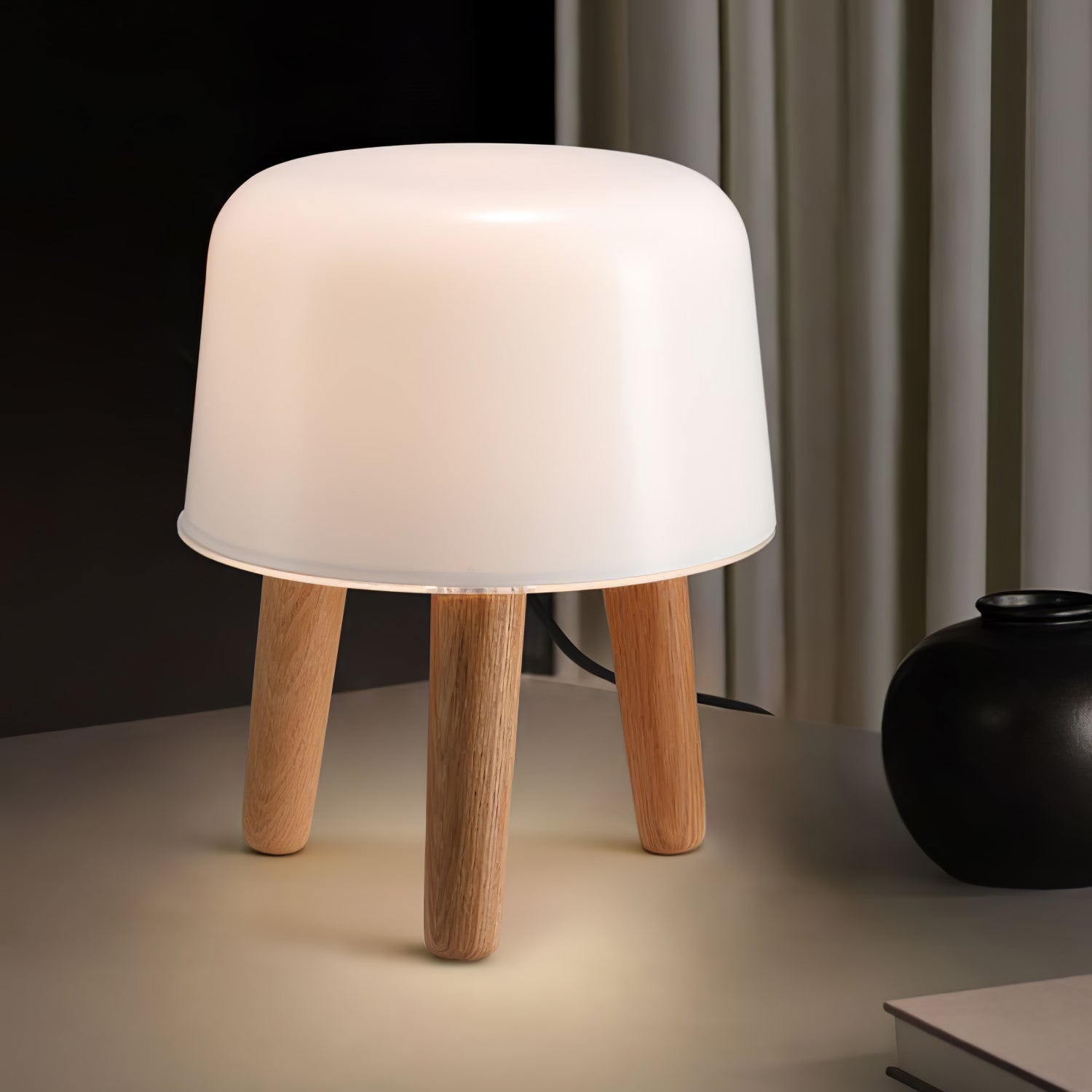 GlowPod Wood Milk Table Lamp - Letslighting