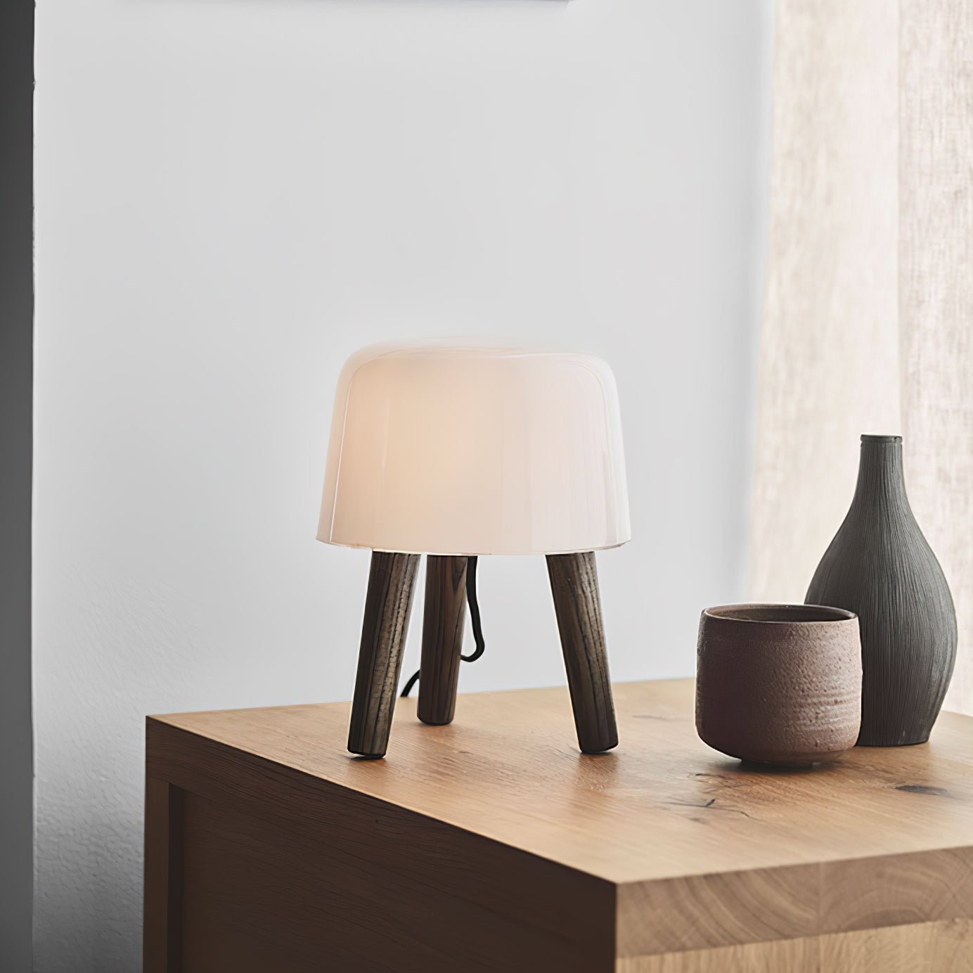 GlowPod Wood Milk Table Lamp - Letslighting