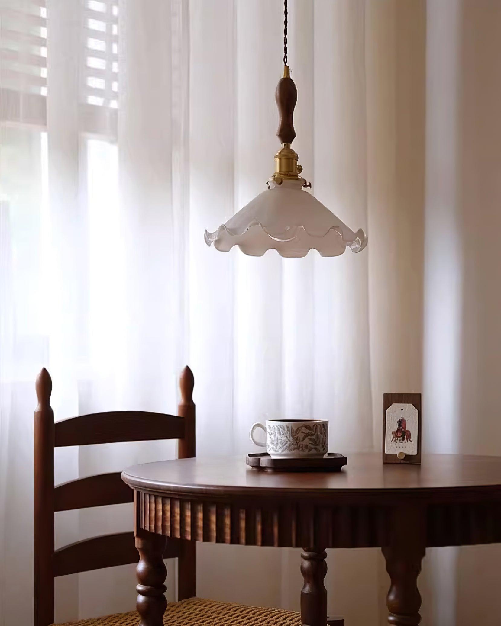 Milky Flower Pendant Light Glass Ruffle Organic - Letslighting