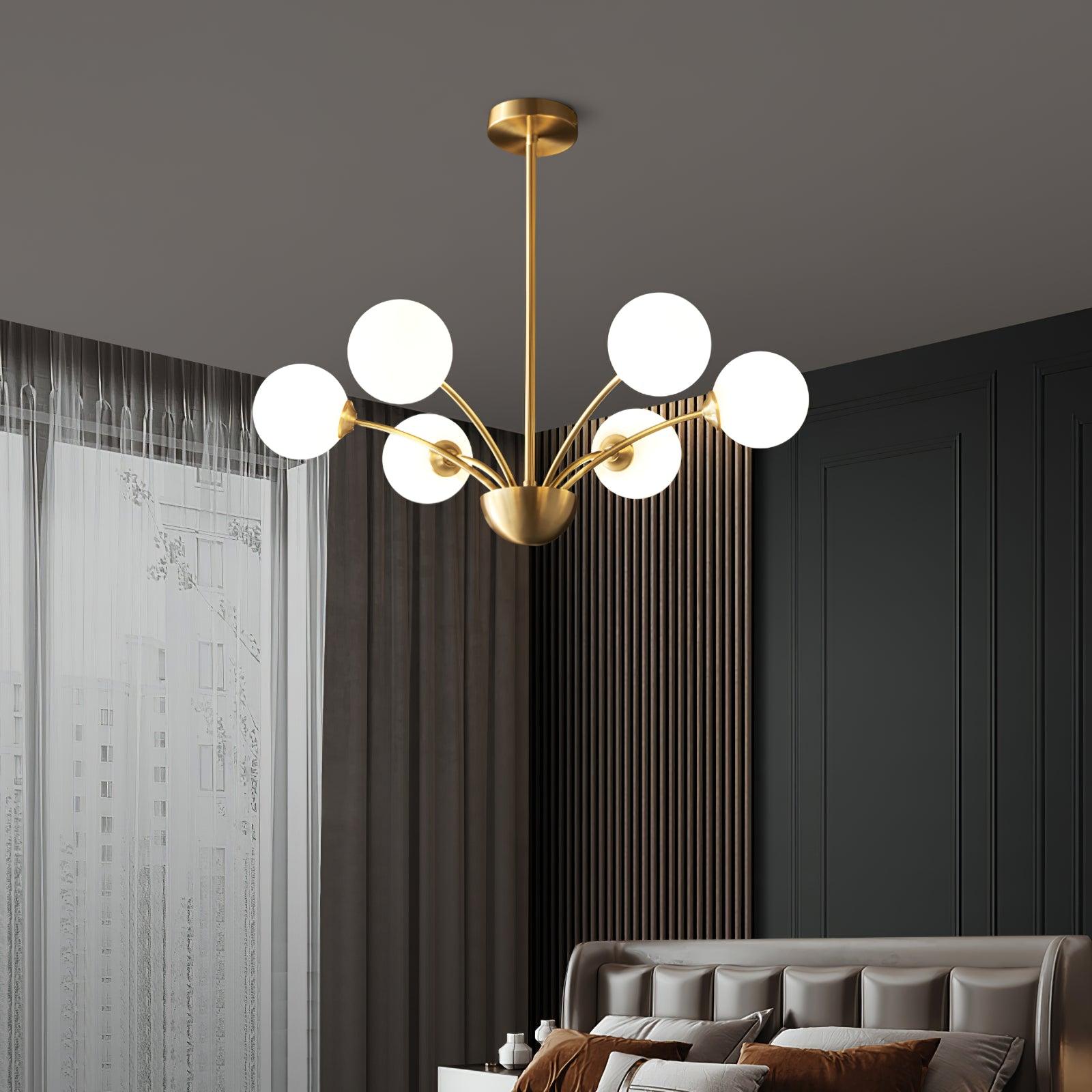Lustra Chandelier Curved Arms Brass - Letslighting