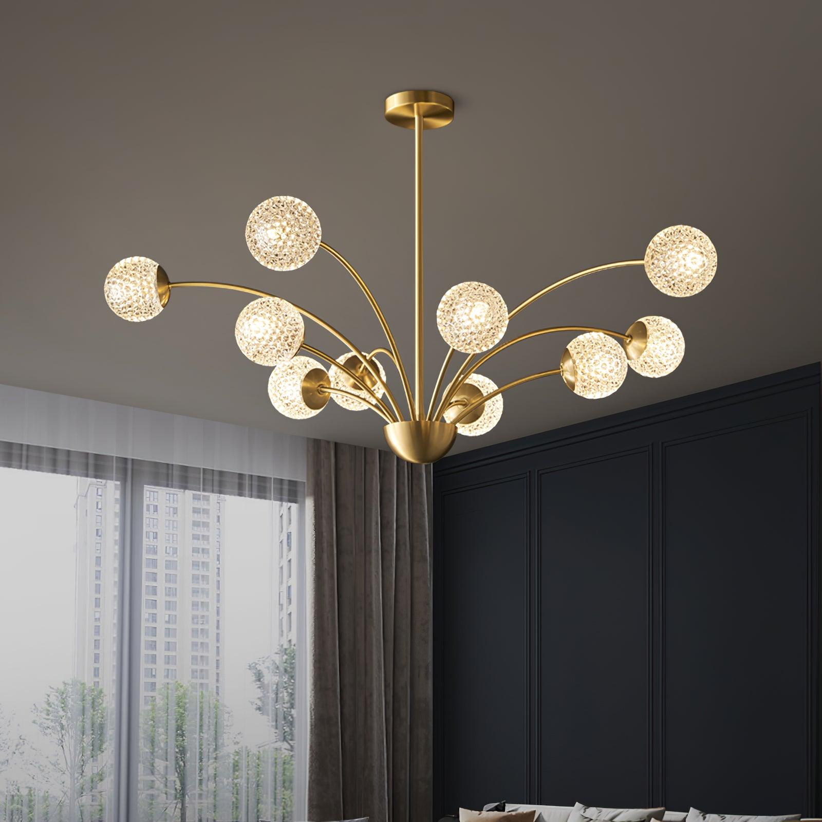Lustra Chandelier Curved Arms Brass - Letslighting