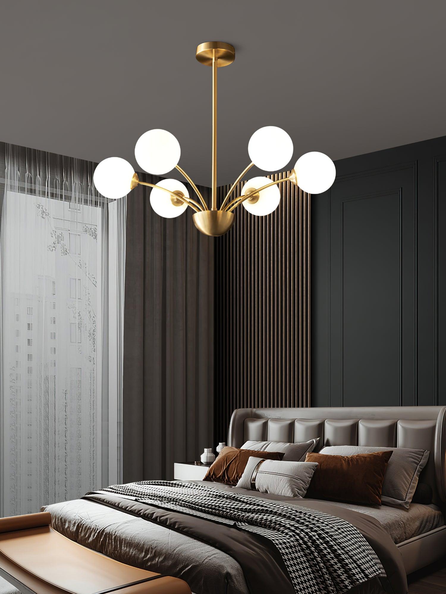 Lustra Chandelier Curved Arms Brass - Letslighting