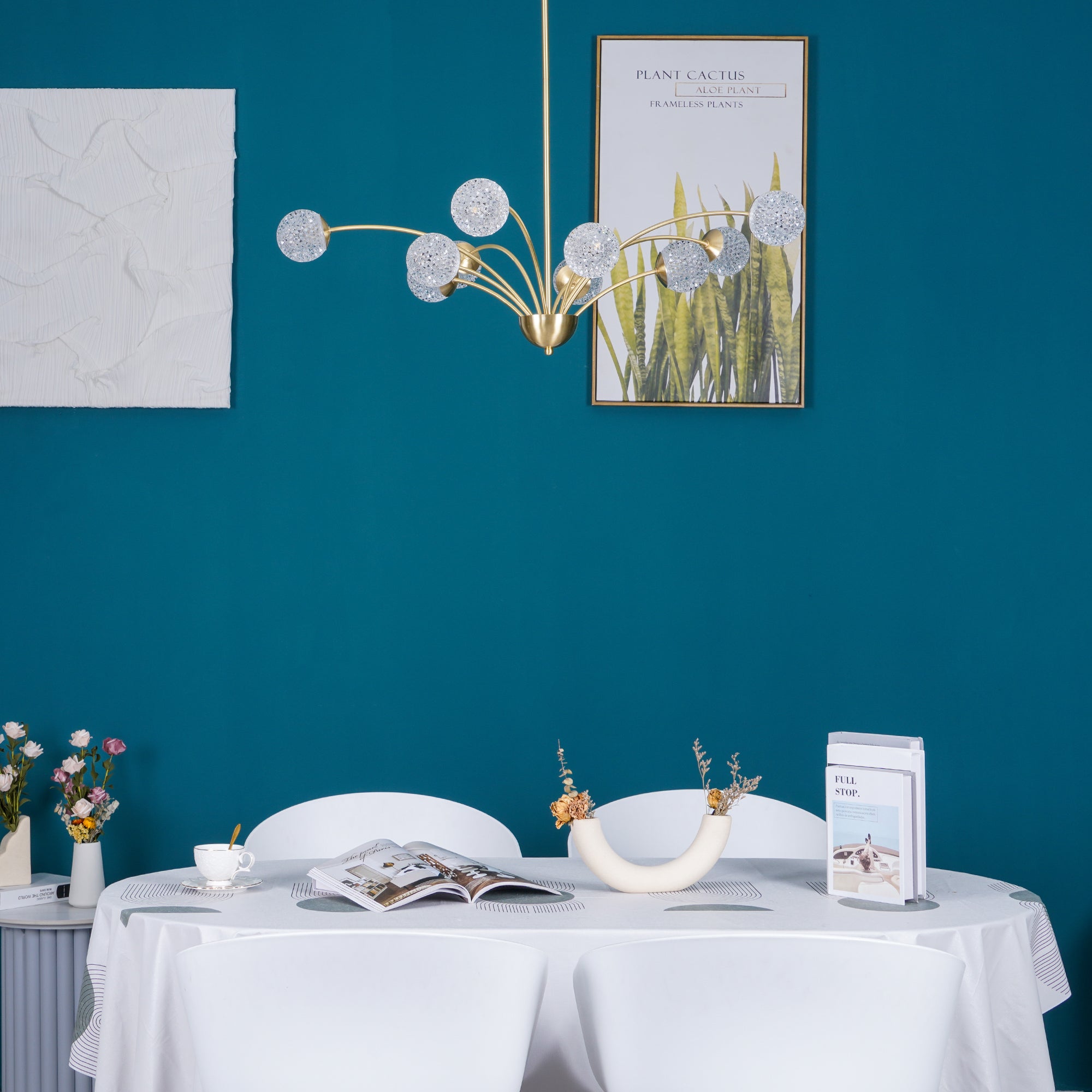 Lustra Chandelier Curved Arms Brass - Letslighting