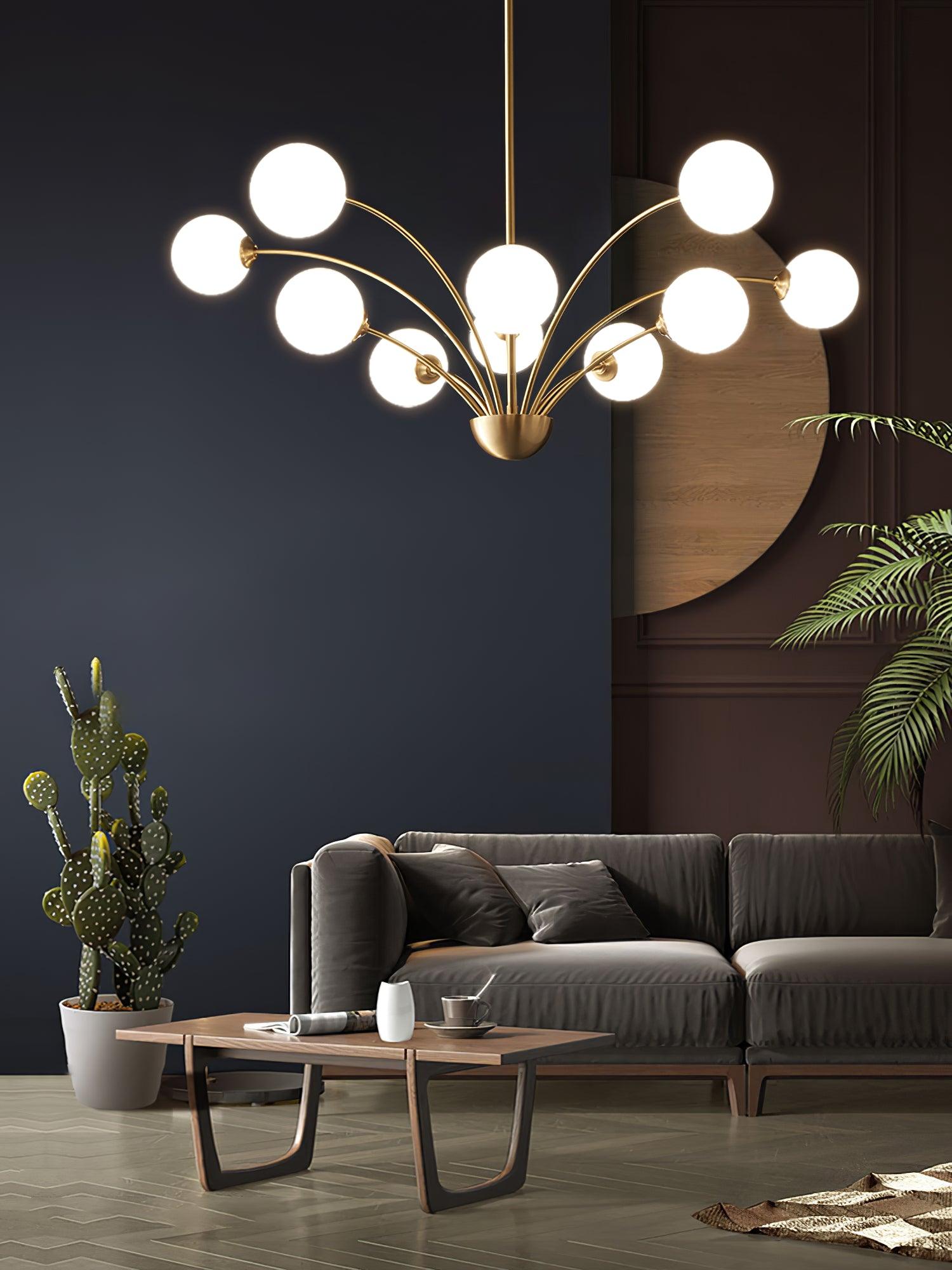 Lustra Chandelier Curved Arms Brass - Letslighting