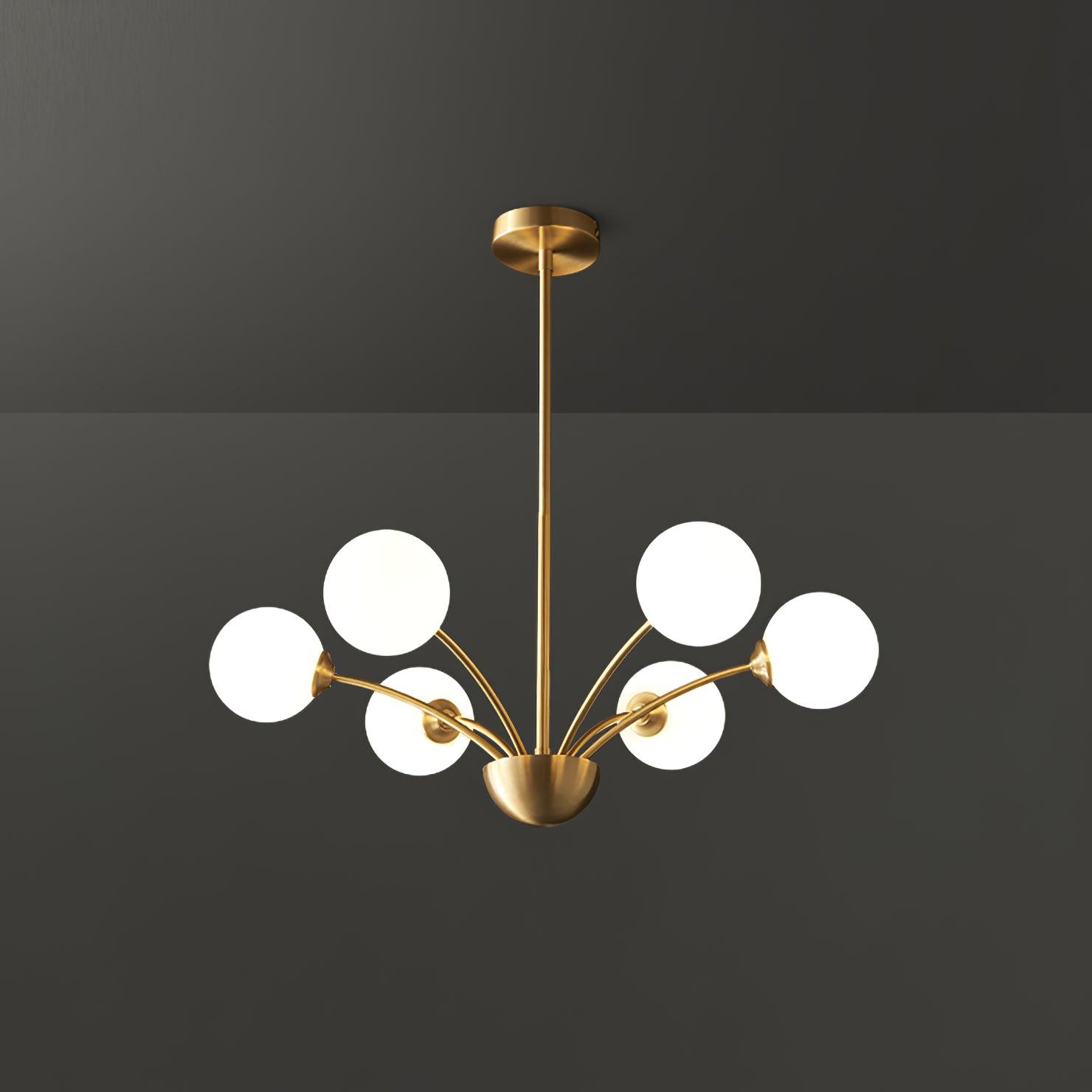 Lustra Chandelier Curved Arms Brass - Letslighting