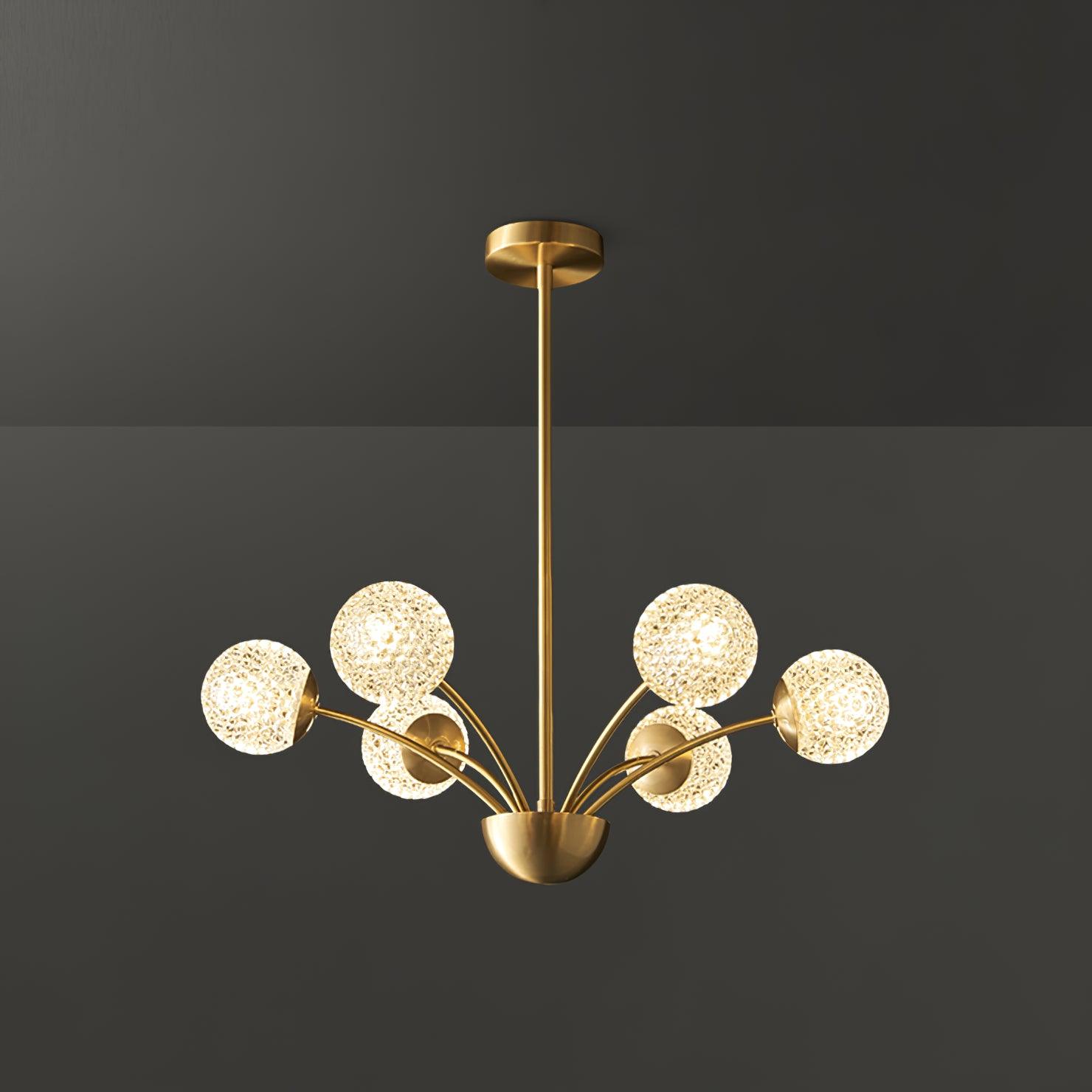 Lustra Chandelier Curved Arms Brass - Letslighting