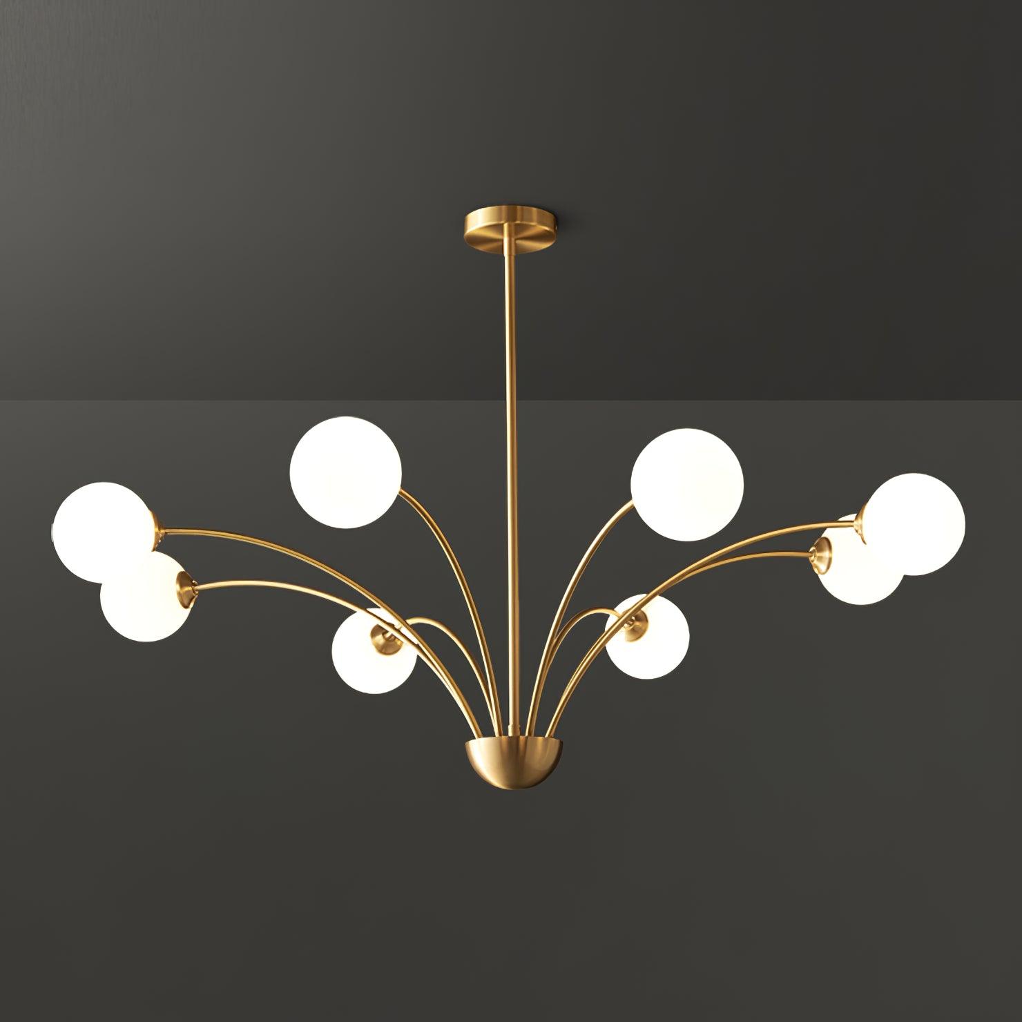 Lustra Chandelier Curved Arms Brass - Letslighting