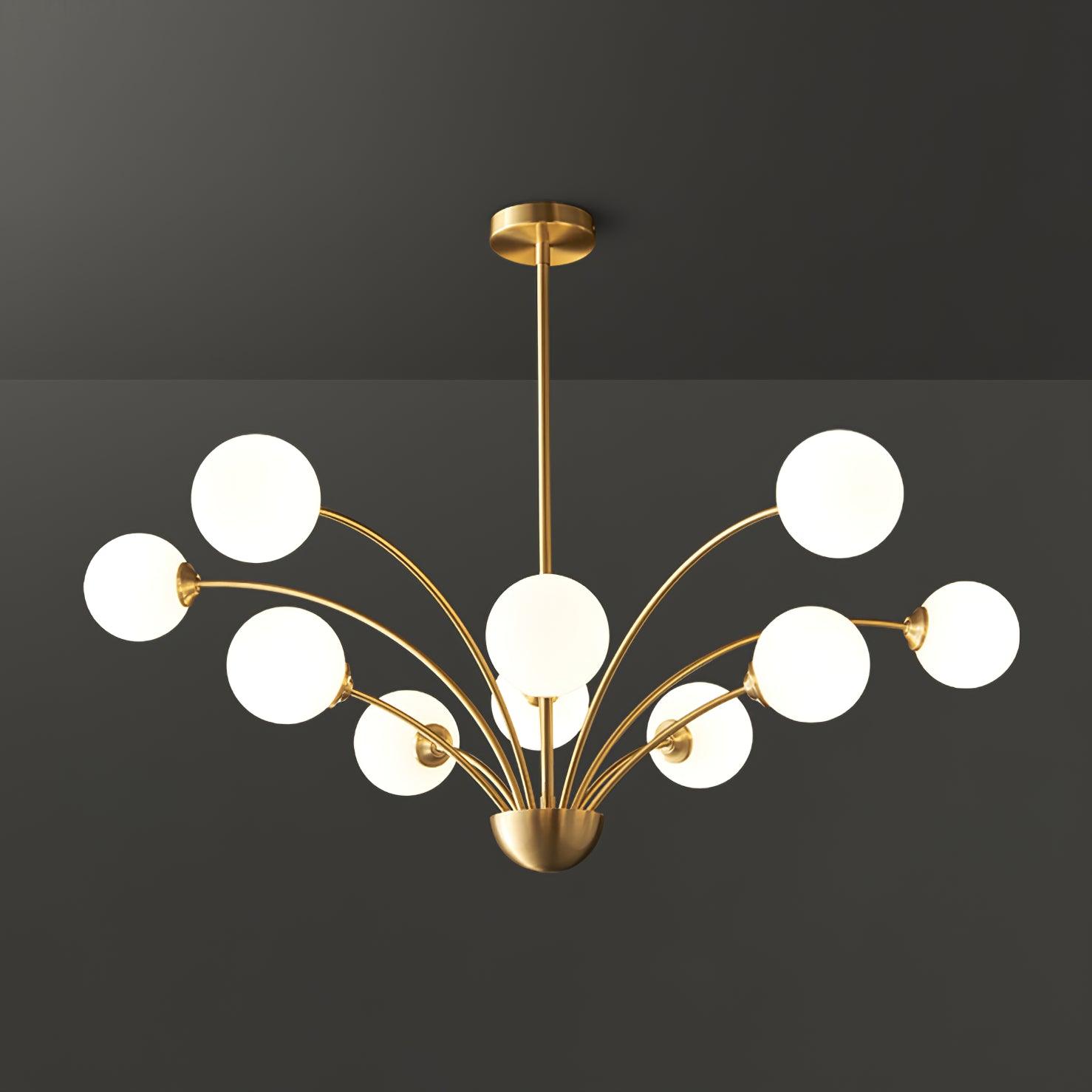 Lustra Chandelier Curved Arms Brass - Letslighting