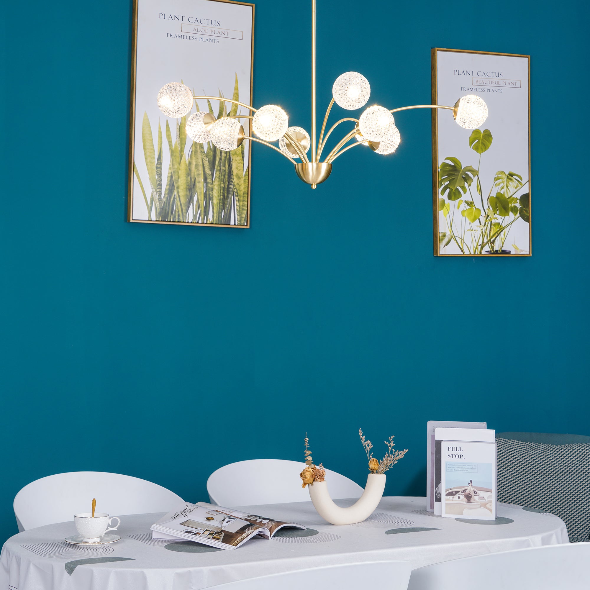 Lustra Chandelier Curved Arms Brass - Letslighting