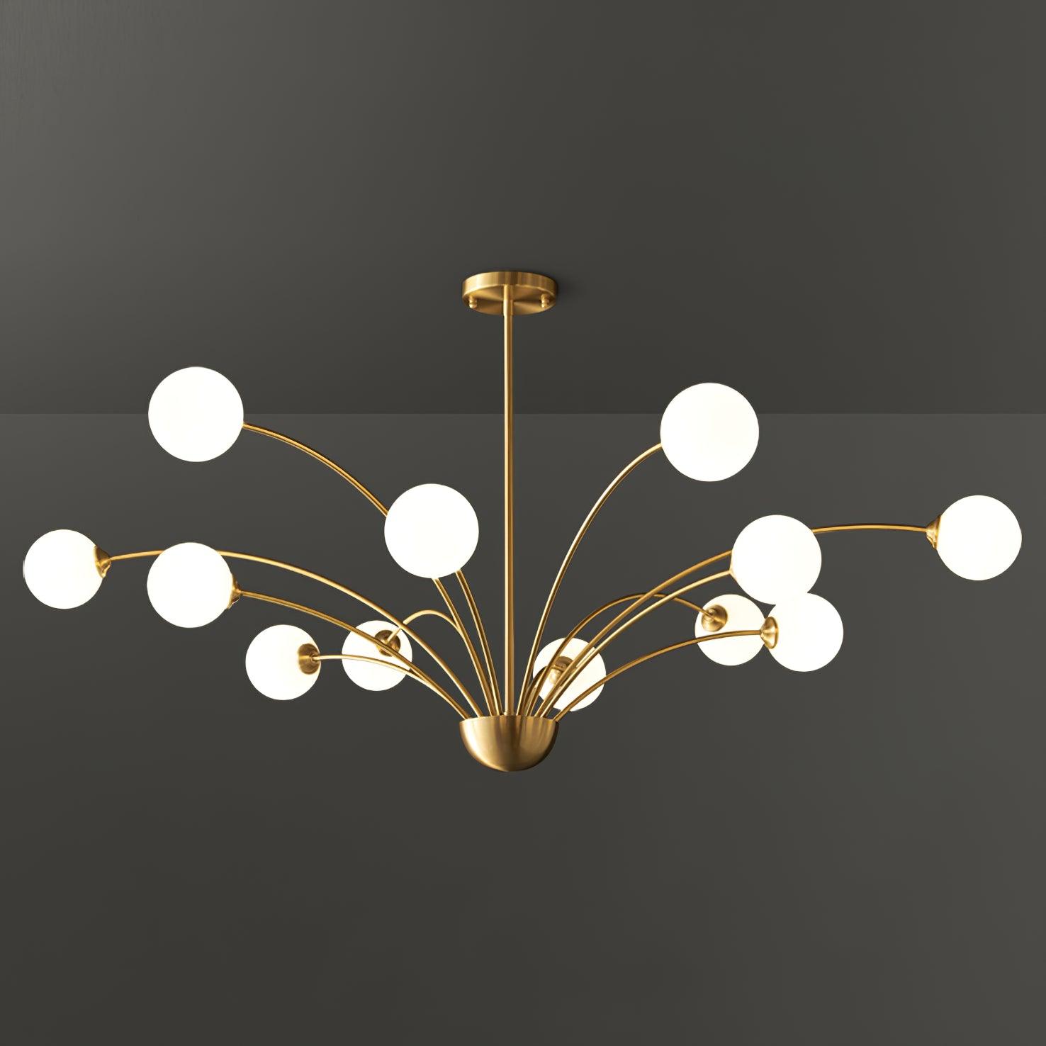 Lustra Chandelier Curved Arms Brass - Letslighting