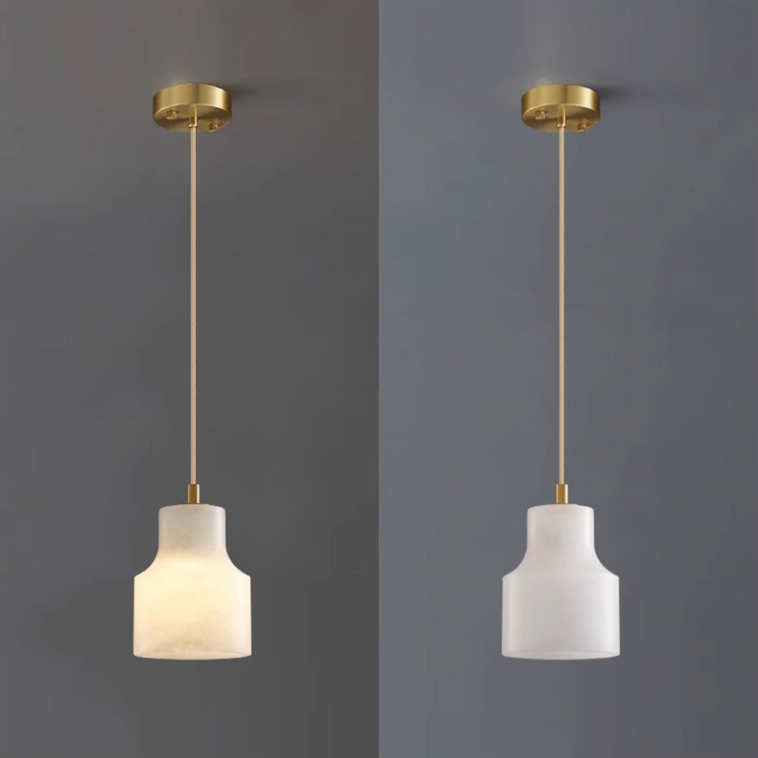 Ritta Alabaster Pendant Light Brass Luxurious - Letslighting