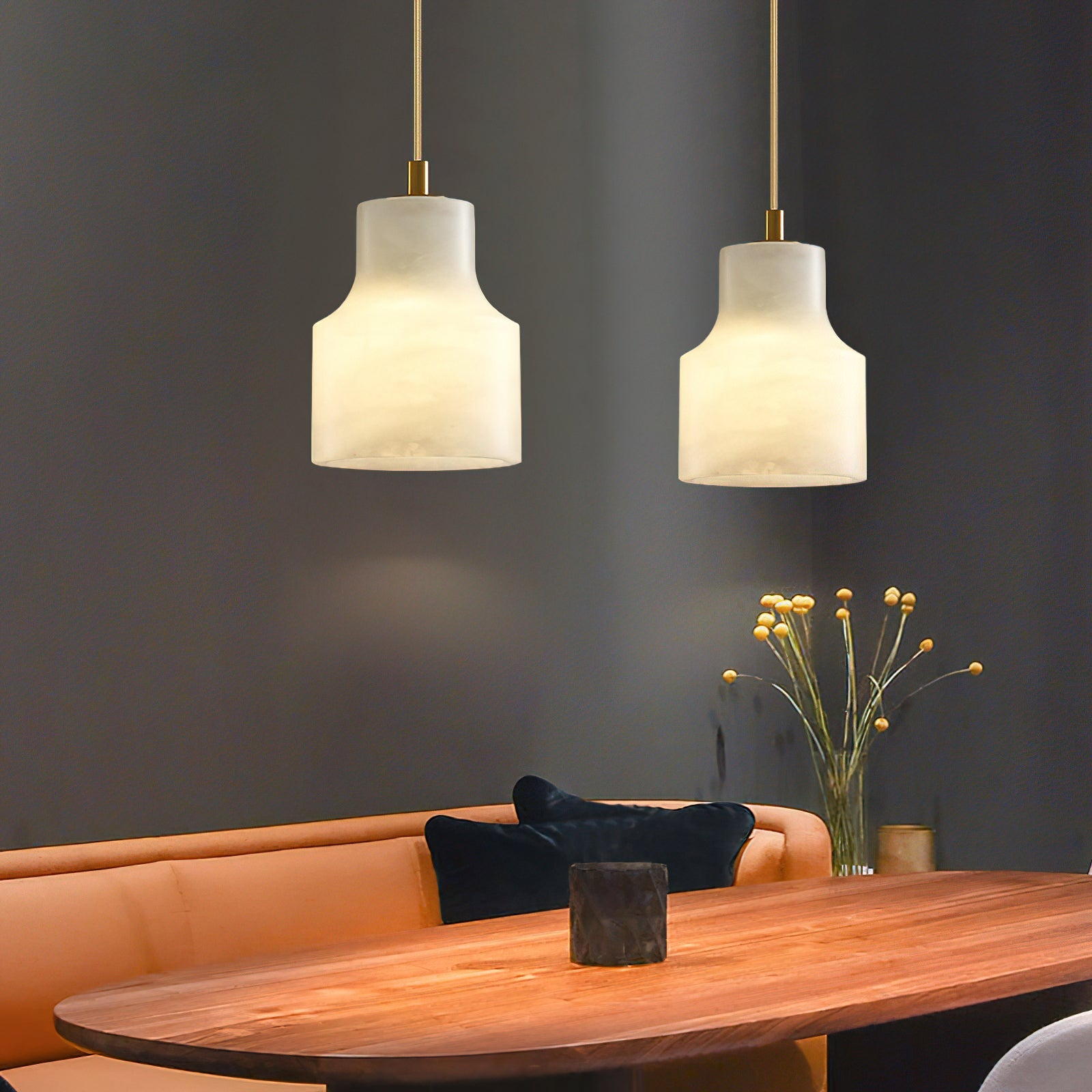 Ritta Alabaster Pendant Light Brass Luxurious - Letslighting