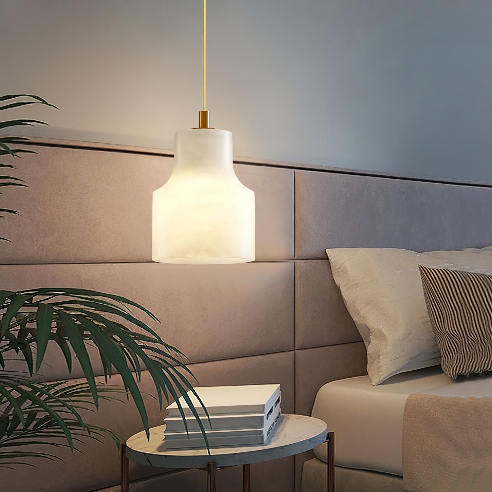 Ritta Alabaster Pendant Light Brass Luxurious - Letslighting