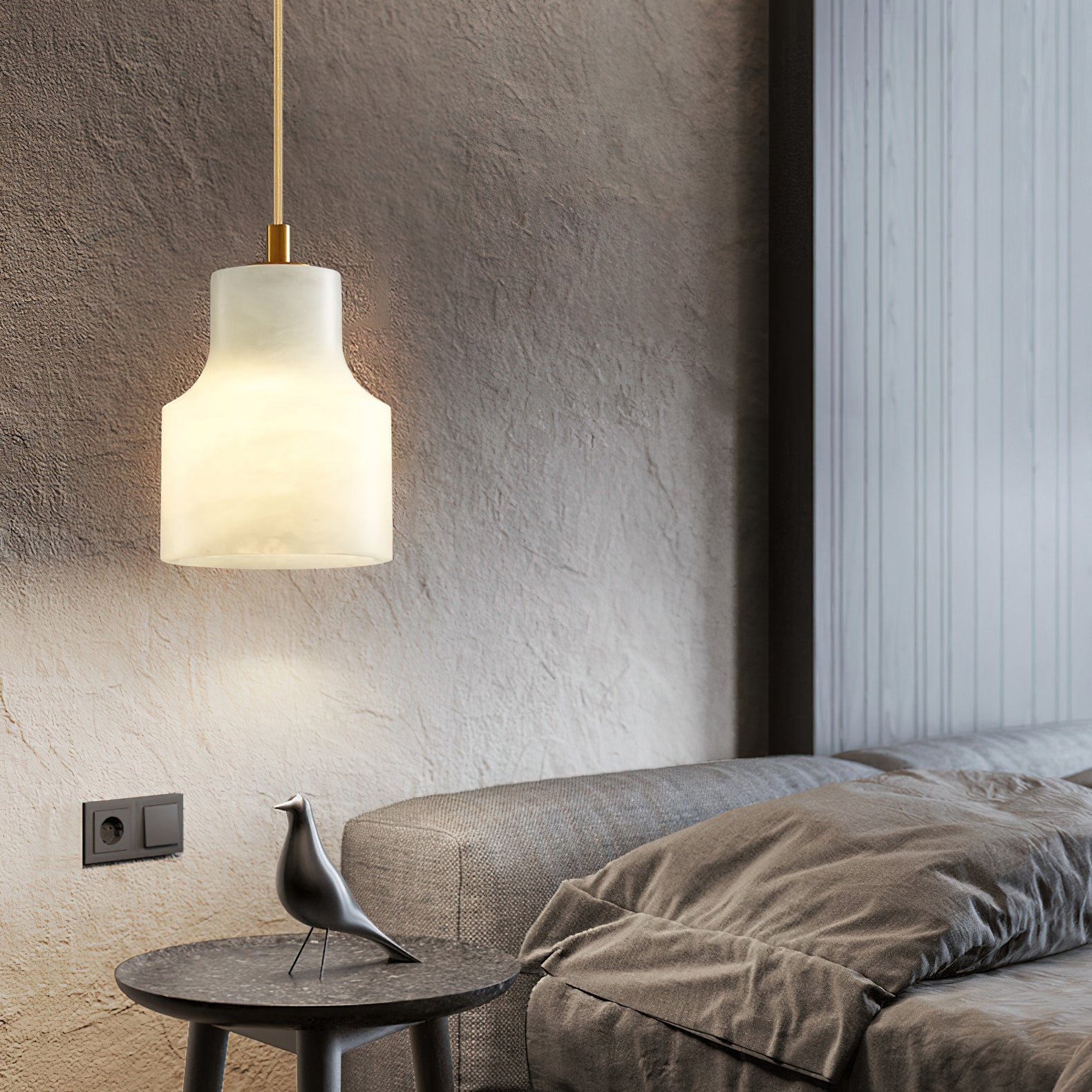Ritta Alabaster Pendant Light Brass Luxurious - Letslighting