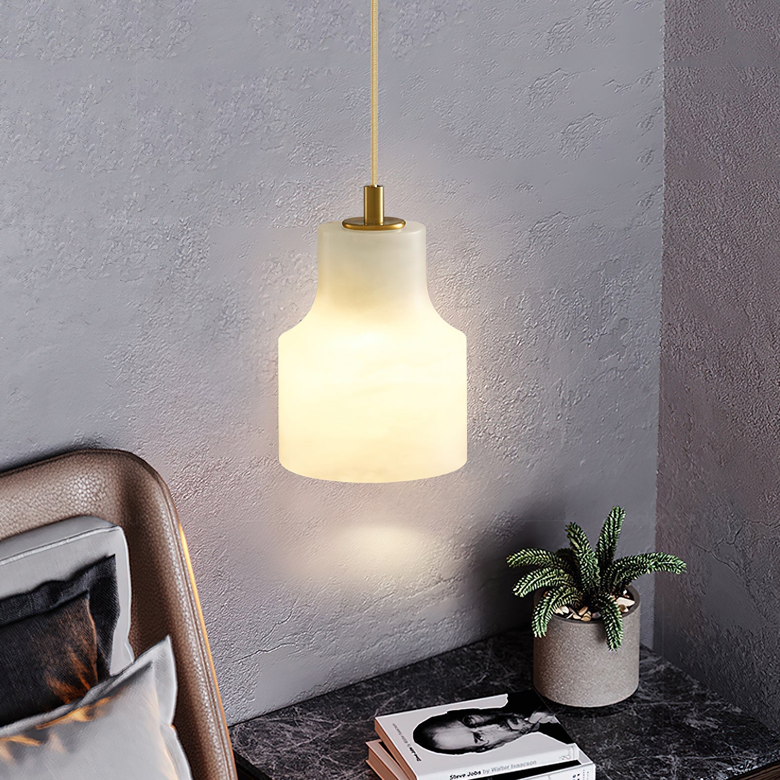 Ritta Alabaster Pendant Light Brass Luxurious - Letslighting