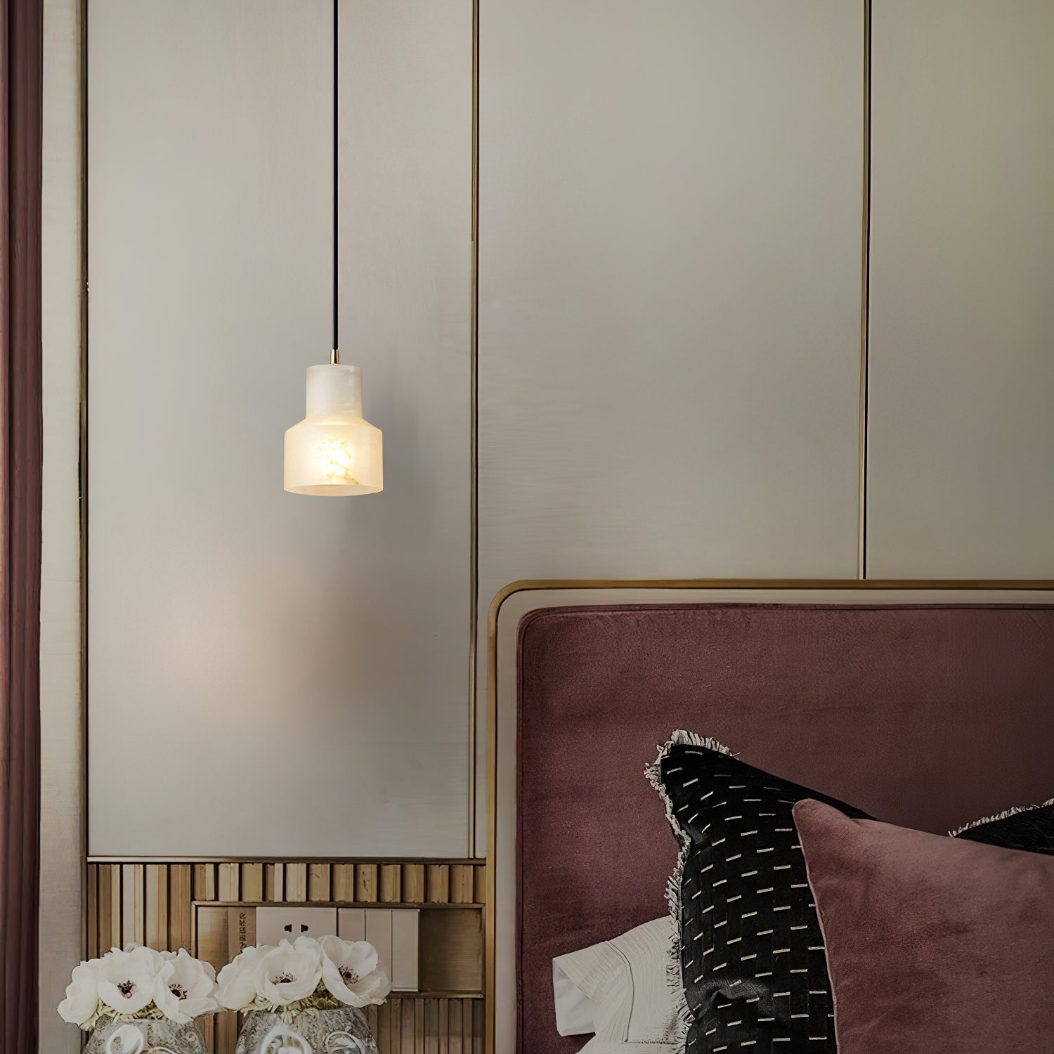 Ritta Alabaster Pendant Light Brass Luxurious - Letslighting