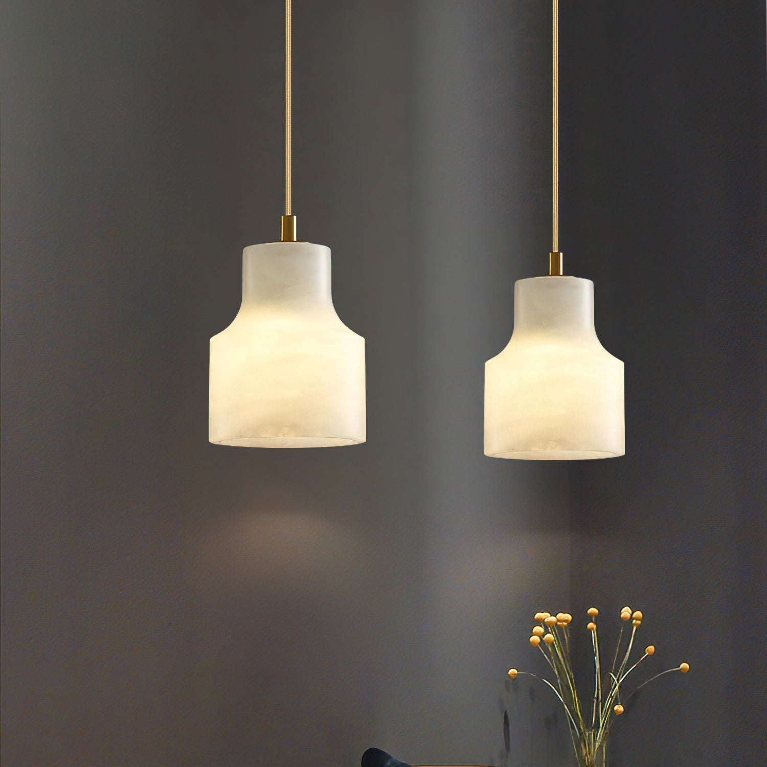 Ritta Alabaster Pendant Light Brass Luxurious - Letslighting