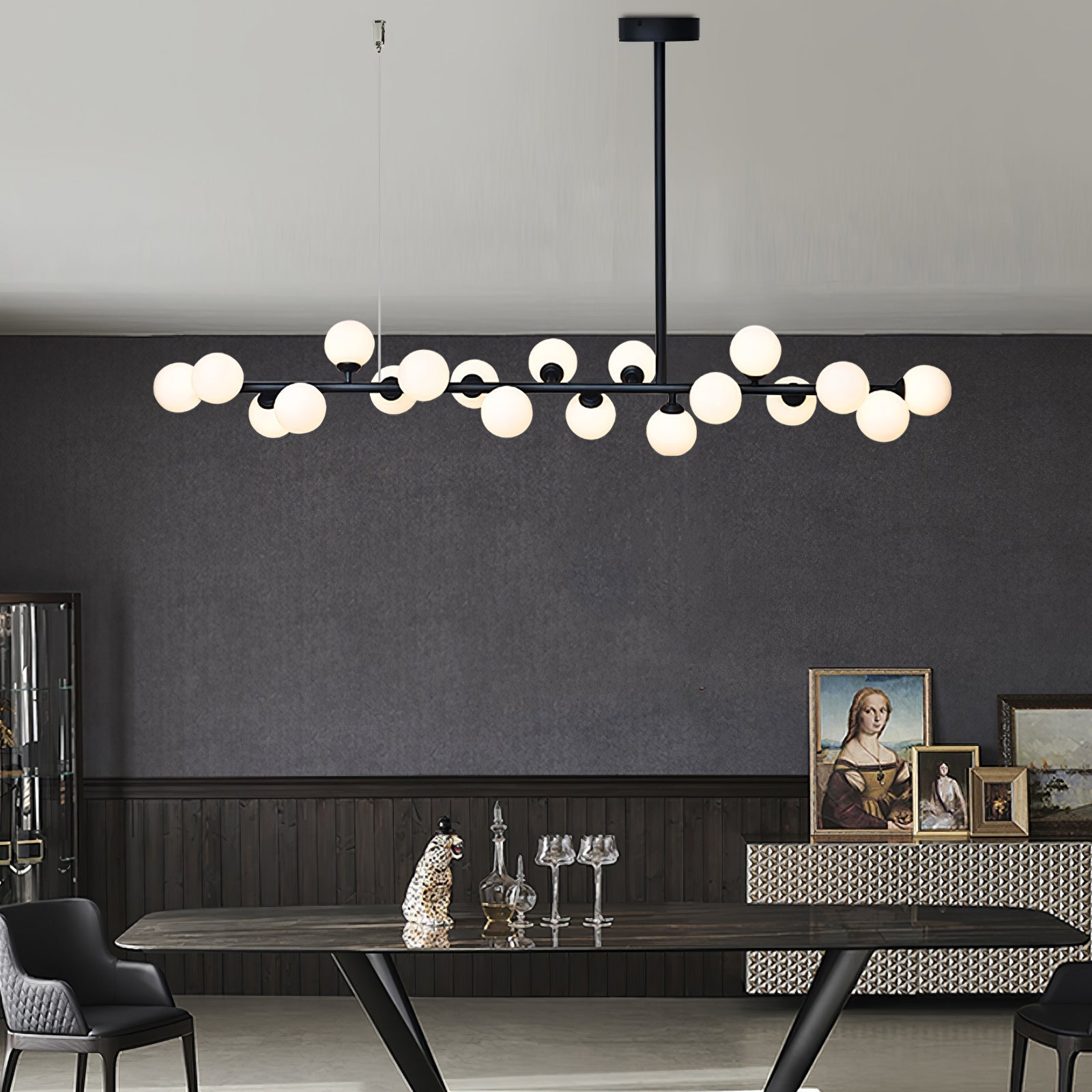 Lumiray Black Linear Globe Pendant Light - Letslighting