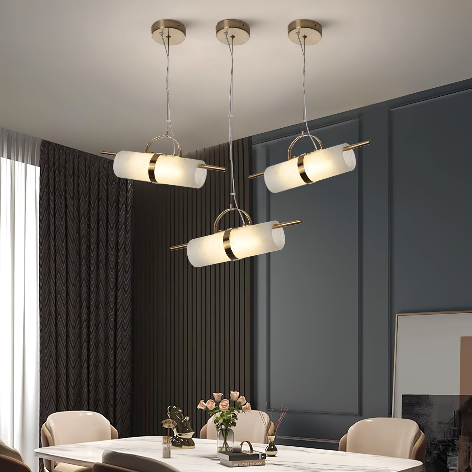 Atheor Modern Minimalist Cylindrical Alabaster Pendant Light - Letslighting