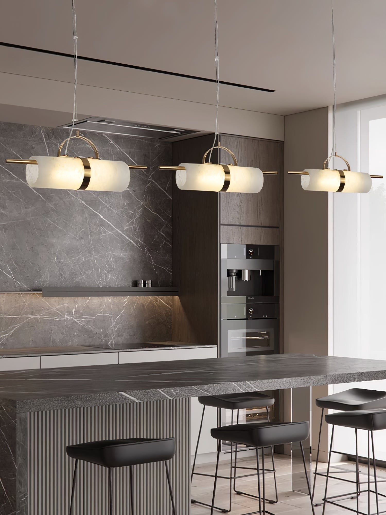Atheor Modern Minimalist Cylindrical Alabaster Pendant Light - Letslighting