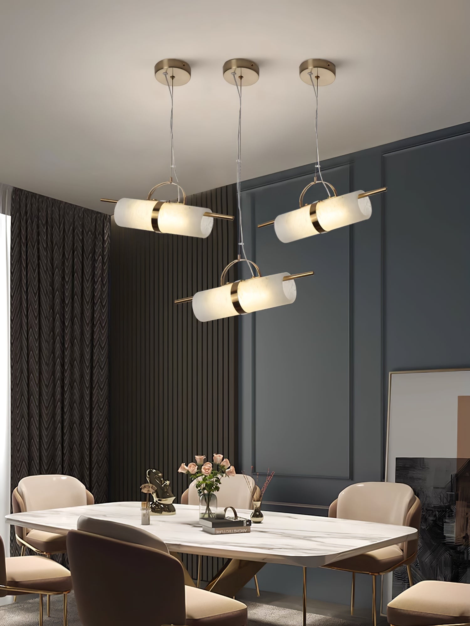 Atheor Modern Minimalist Cylindrical Alabaster Pendant Light - Letslighting