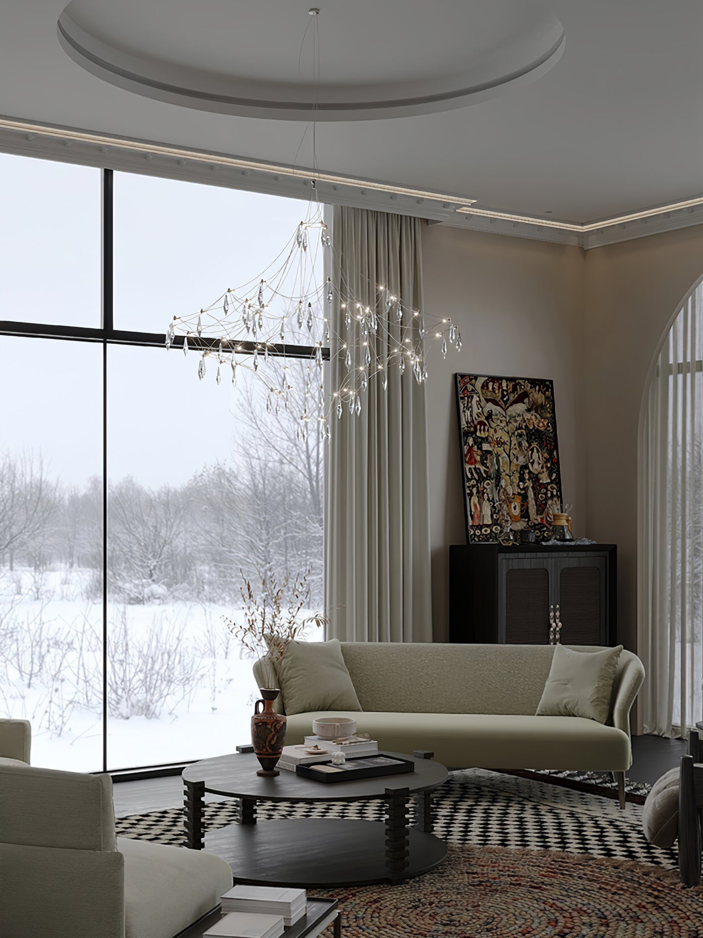 Lustra Chandelier Stainless Crystal Net - Letslighting