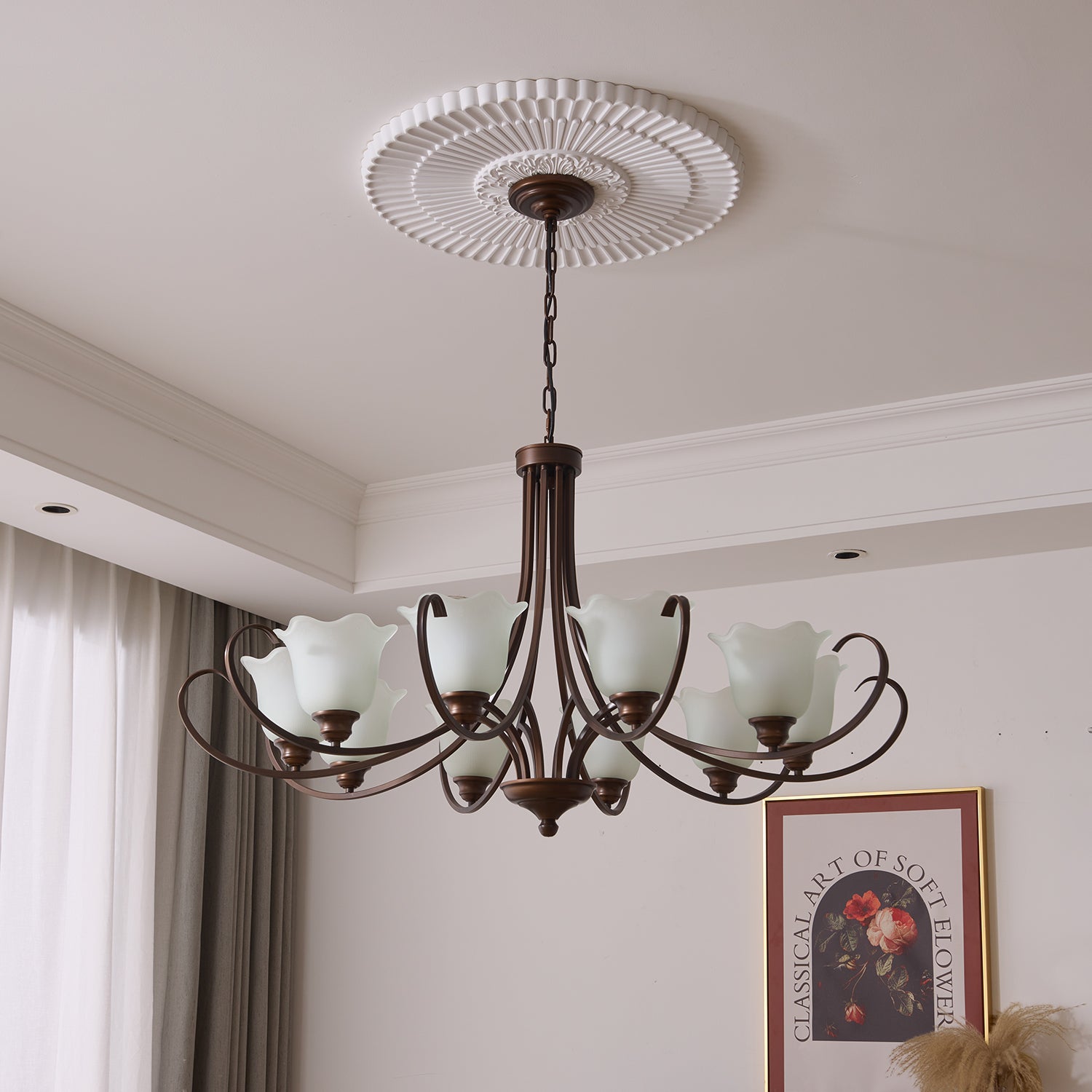 Nydorisra Elegance Vintage Floral Glass Chandelier - Letslighting
