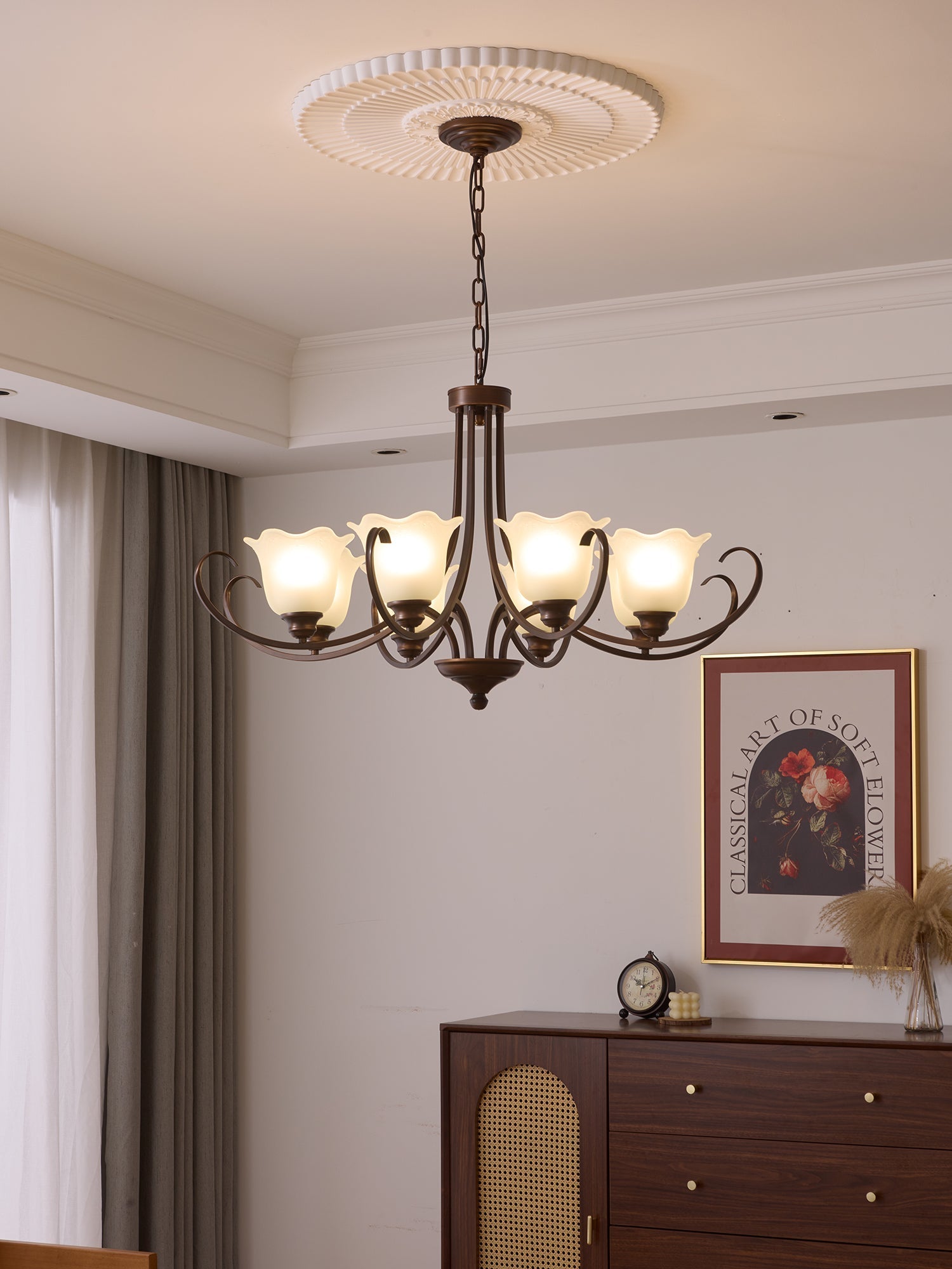 Nydorisra Elegance Vintage Floral Glass Chandelier - Letslighting