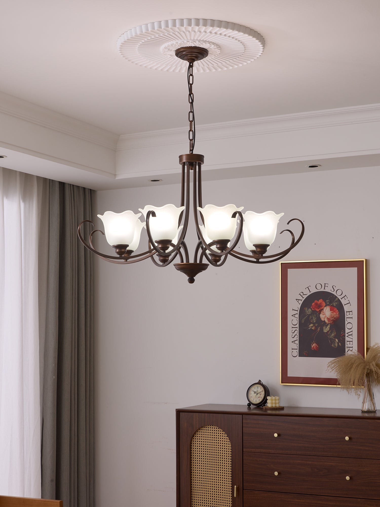 Nydorisra Elegance Vintage Floral Glass Chandelier - Letslighting