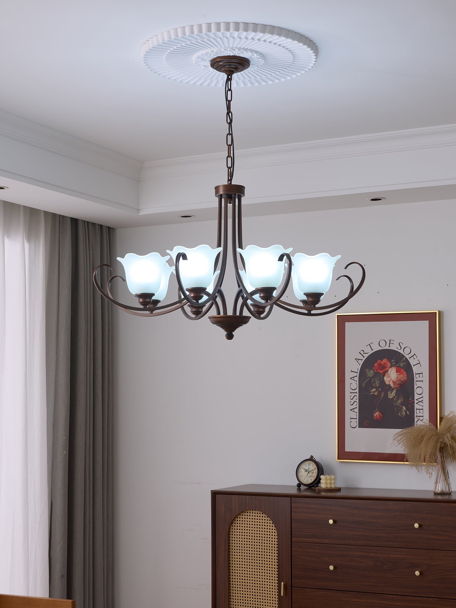 Nydorisra Elegance Vintage Floral Glass Chandelier - Letslighting