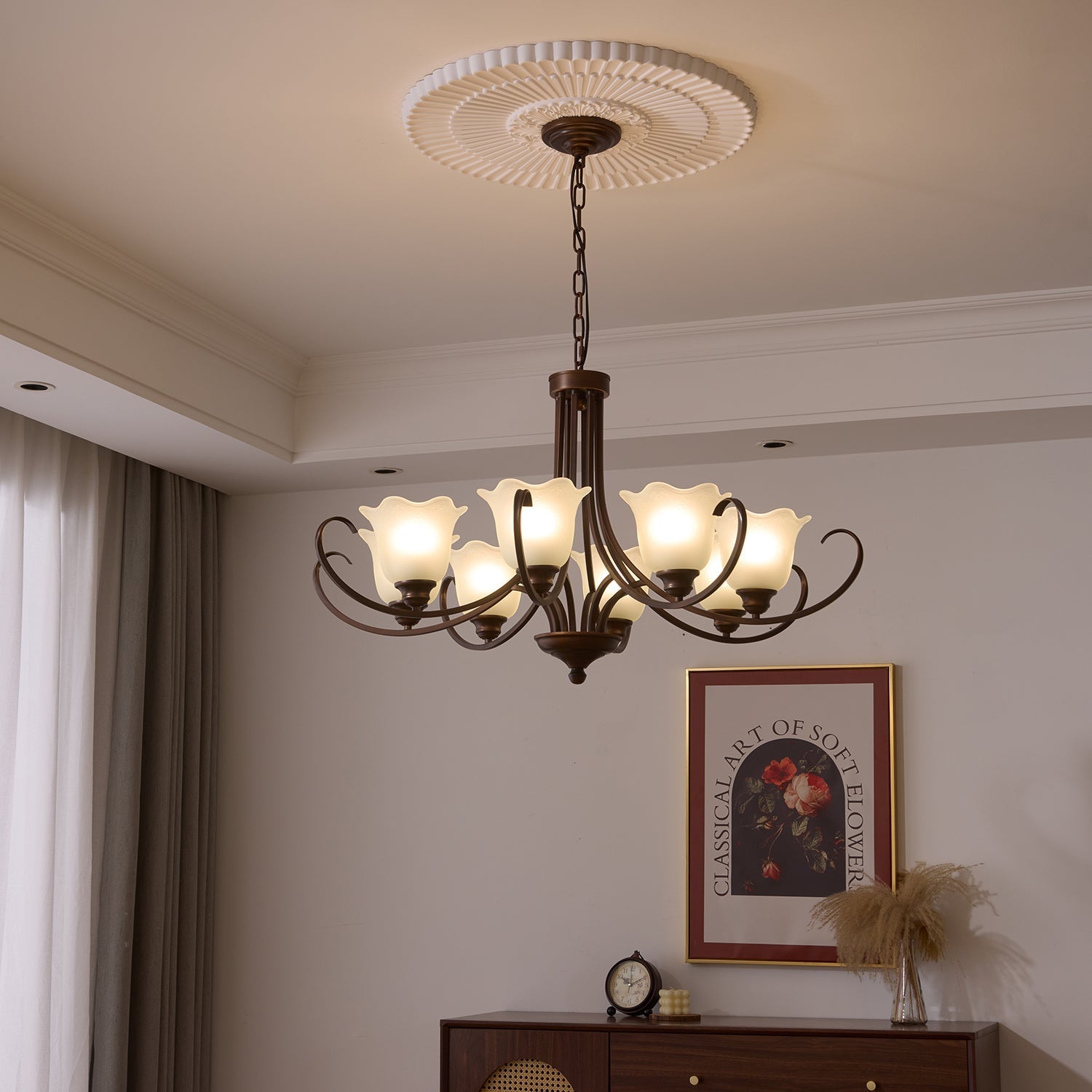 Nydorisra Elegance Vintage Floral Glass Chandelier - Letslighting