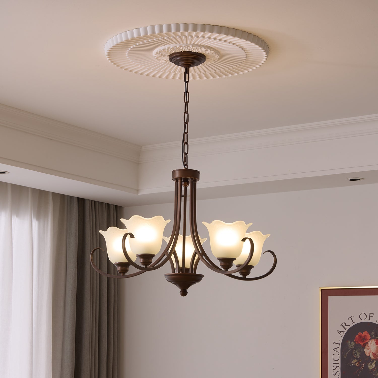Nydorisra Elegance Vintage Floral Glass Chandelier - Letslighting