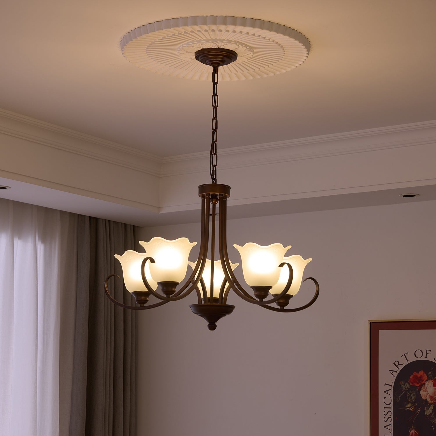 Nydorisra Elegance Vintage Floral Glass Chandelier - Letslighting