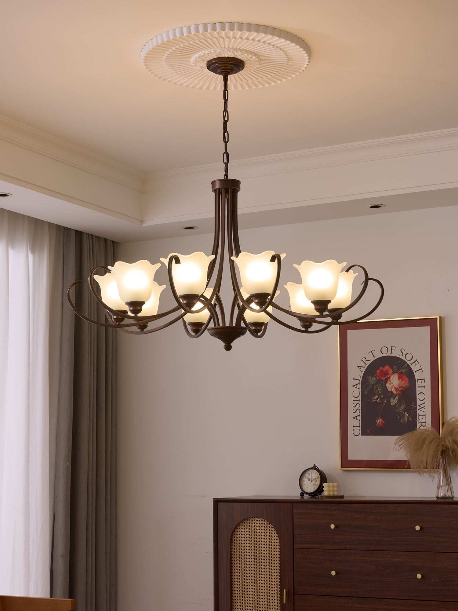 Nydorisra Elegance Vintage Floral Glass Chandelier - Letslighting