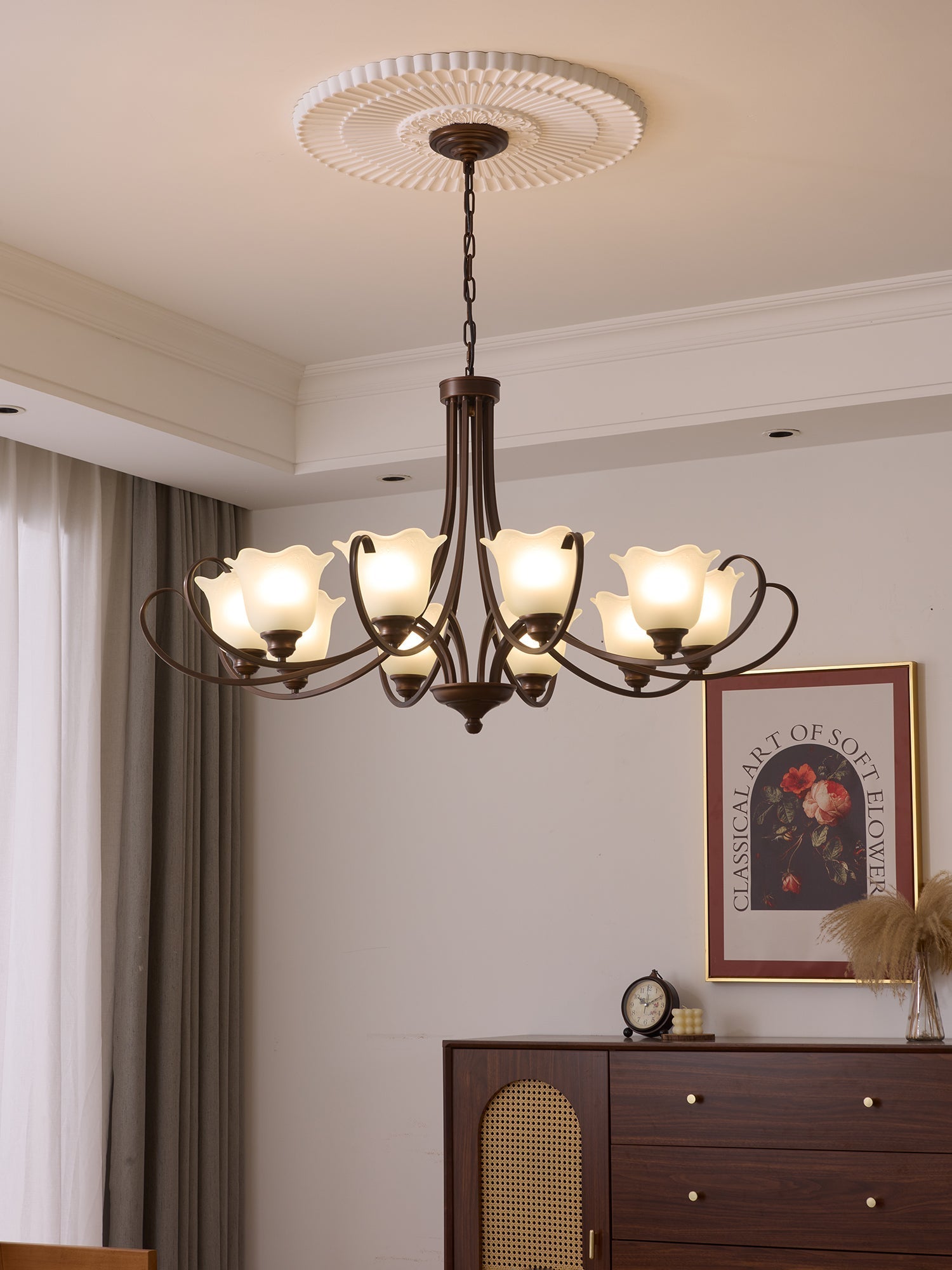 Nydorisra Elegance Vintage Floral Glass Chandelier - Letslighting