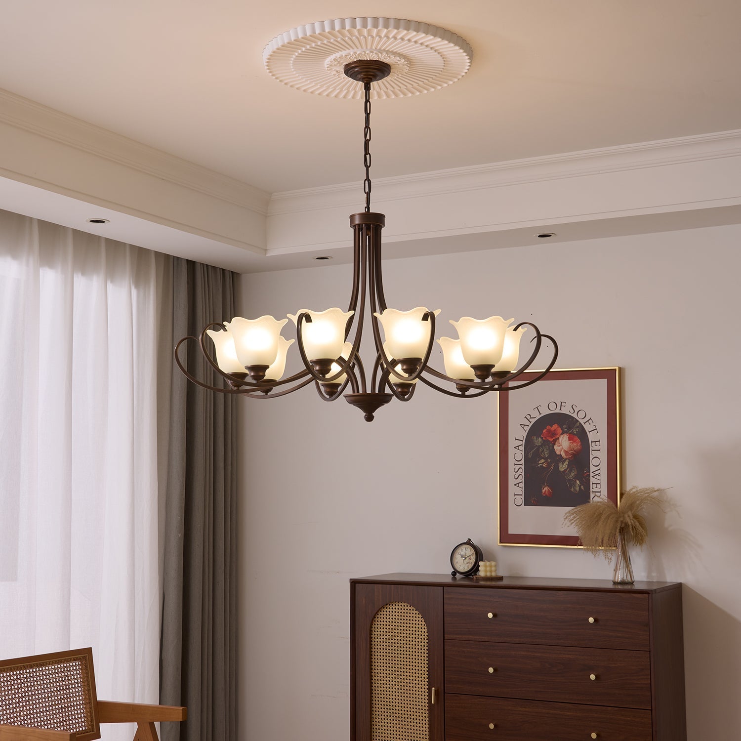 Nydorisra Elegance Vintage Floral Glass Chandelier - Letslighting