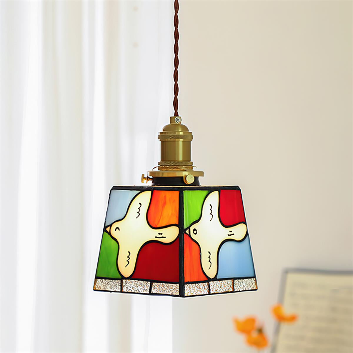 Miroa Pendant Lamp Stained-Glass Dove - Letslighting