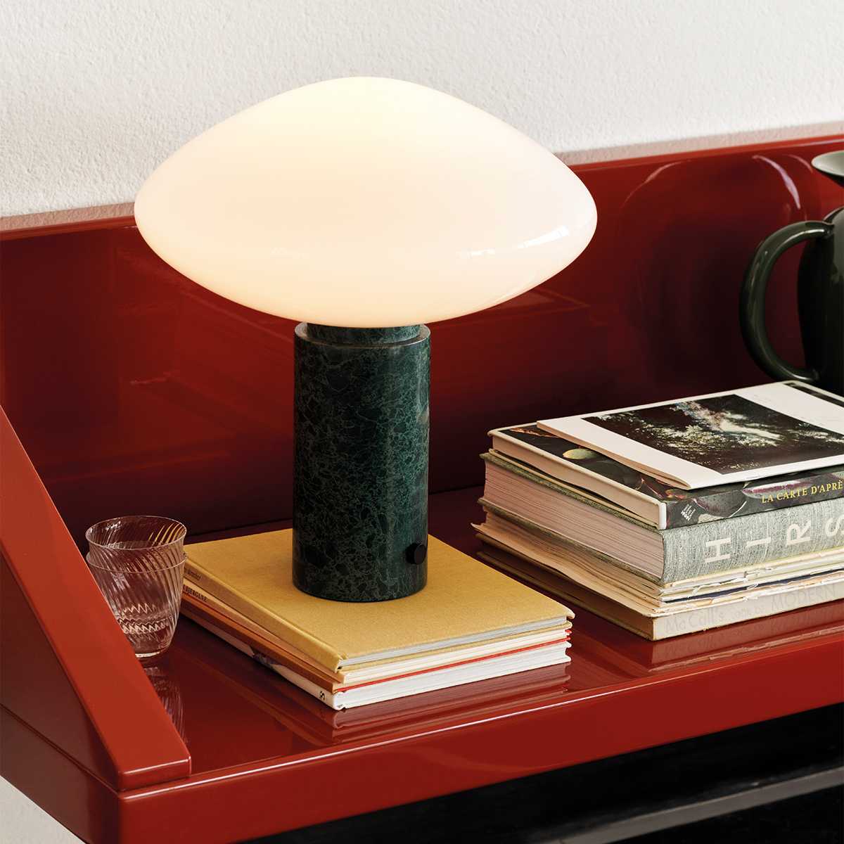 Mist Table Lamp with Glass Shade and Green Marble Base - Letslighting