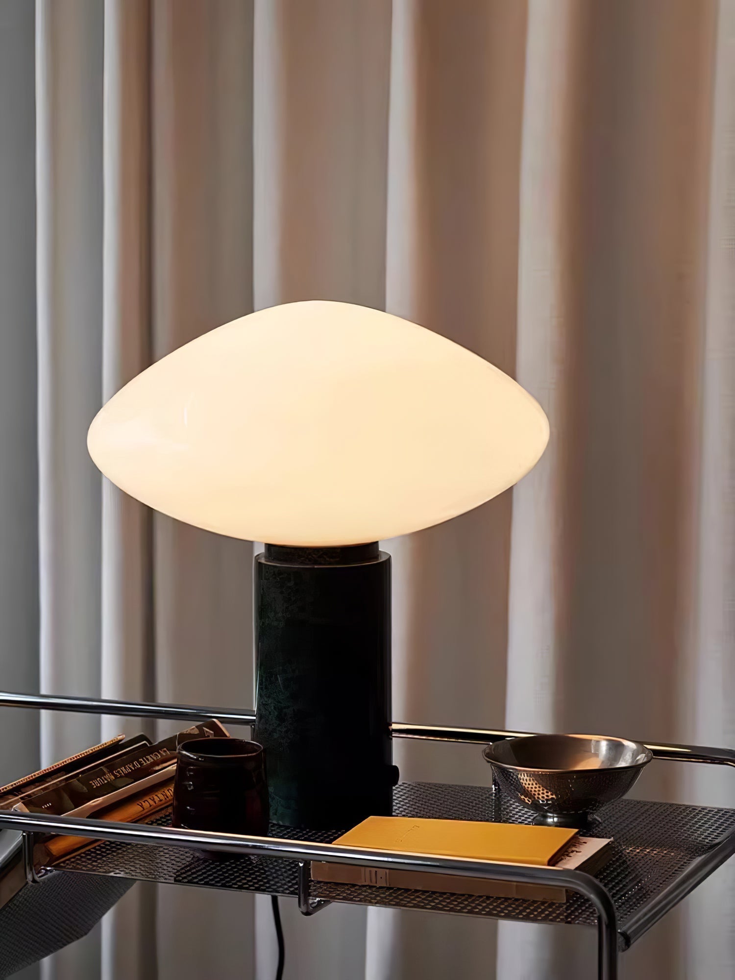 Mist Table Lamp with Glass Shade and Green Marble Base - Letslighting