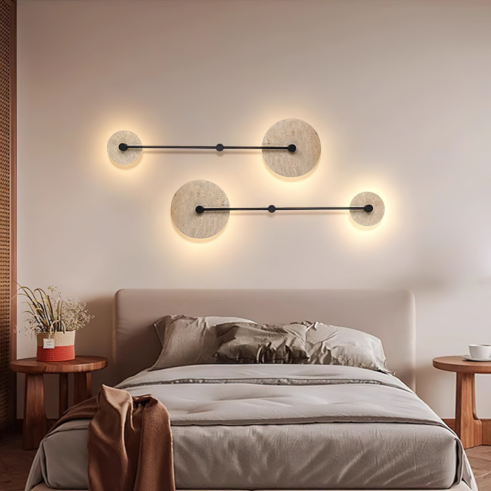 Ilvara Modern Minimalist Beige Travertine Wall Lamp - Letslighting