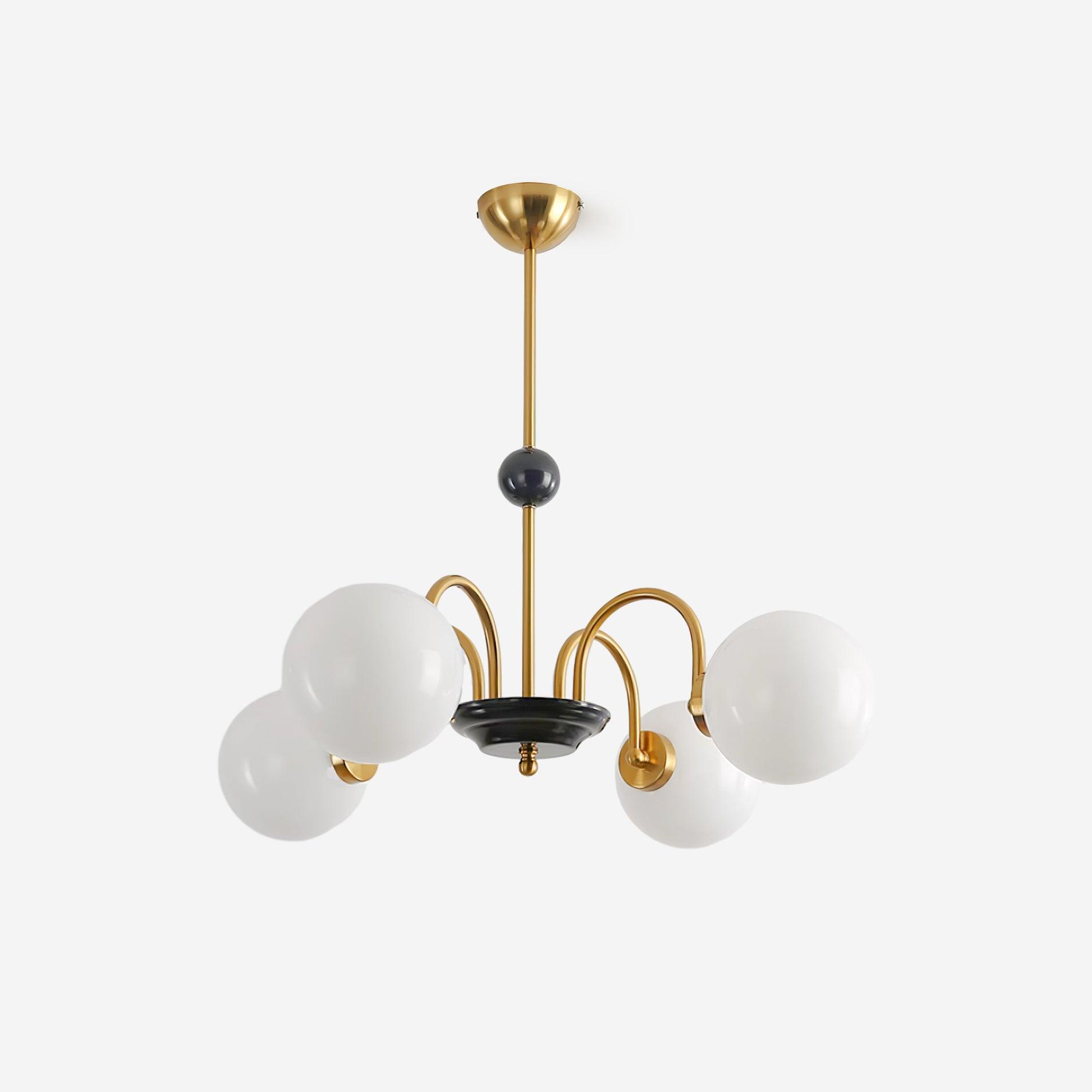 Chandelier Curved Arms Globe Shades Modern Retro Style Dining - Letslighting