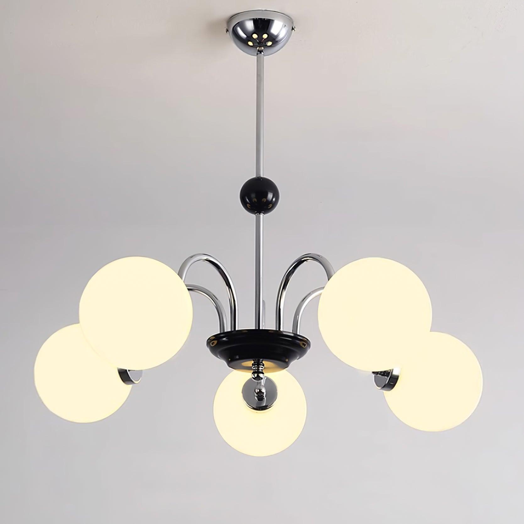 Chandelier Curved Arms Globe Shades Modern Retro Style Dining - Letslighting