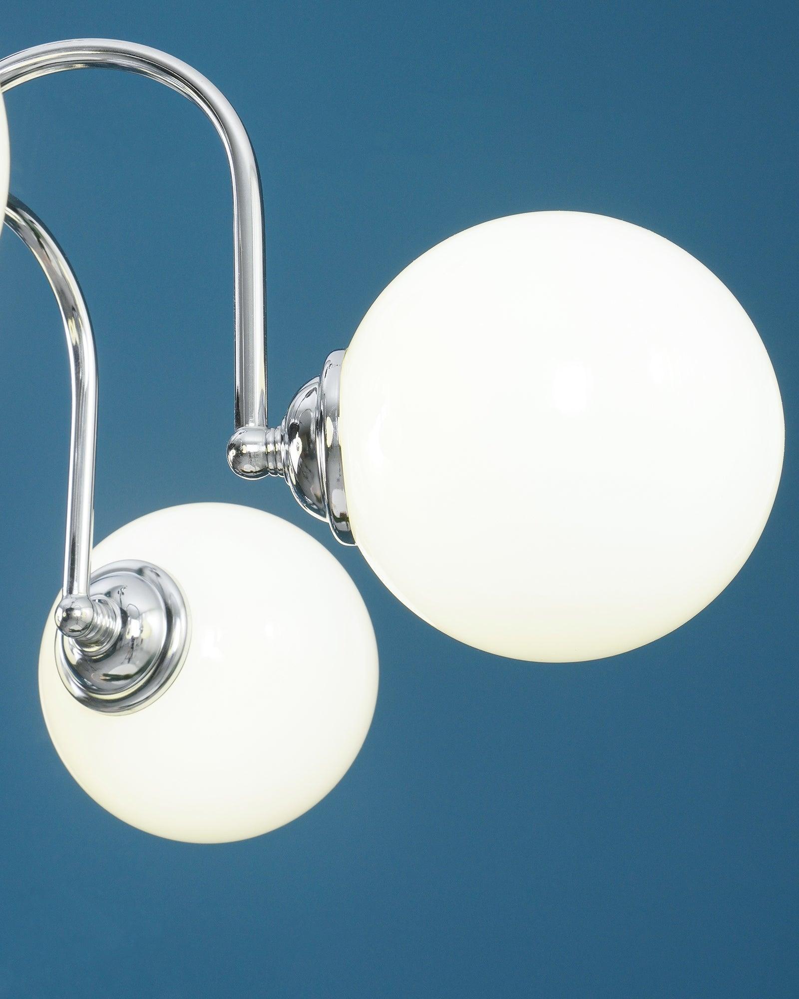 Chandelier Curved Arms Globe Shades Modern Retro Style Dining - Letslighting