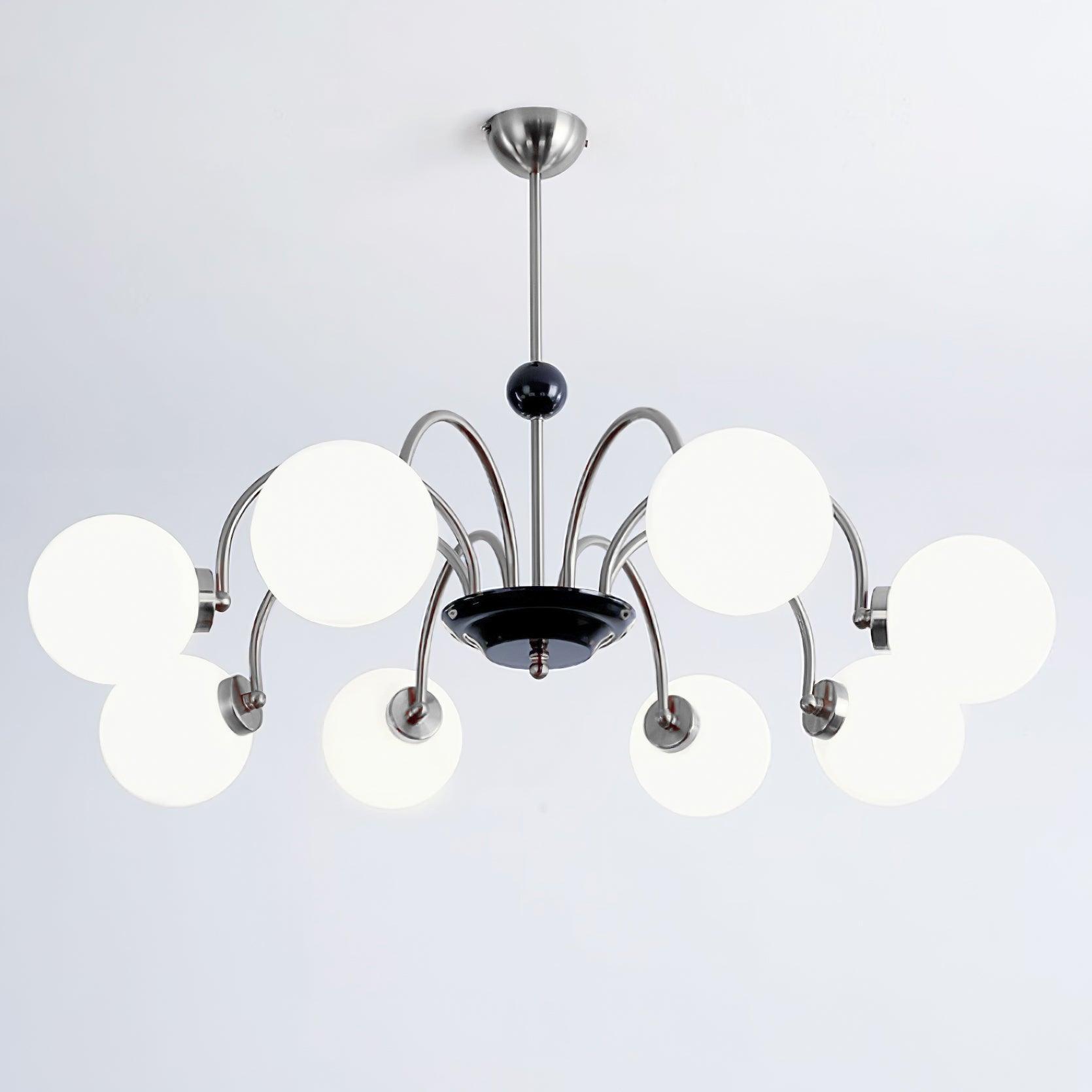 Chandelier Curved Arms Globe Shades Modern Retro Style Dining - Letslighting