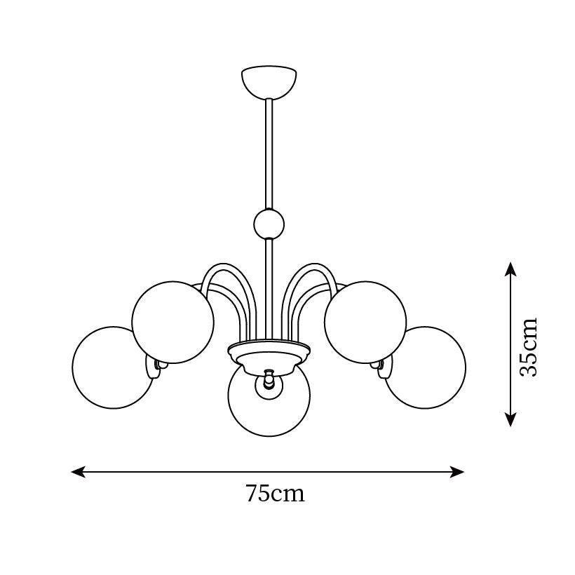 Chandelier Curved Arms Globe Shades Modern Retro Style Dining - Letslighting