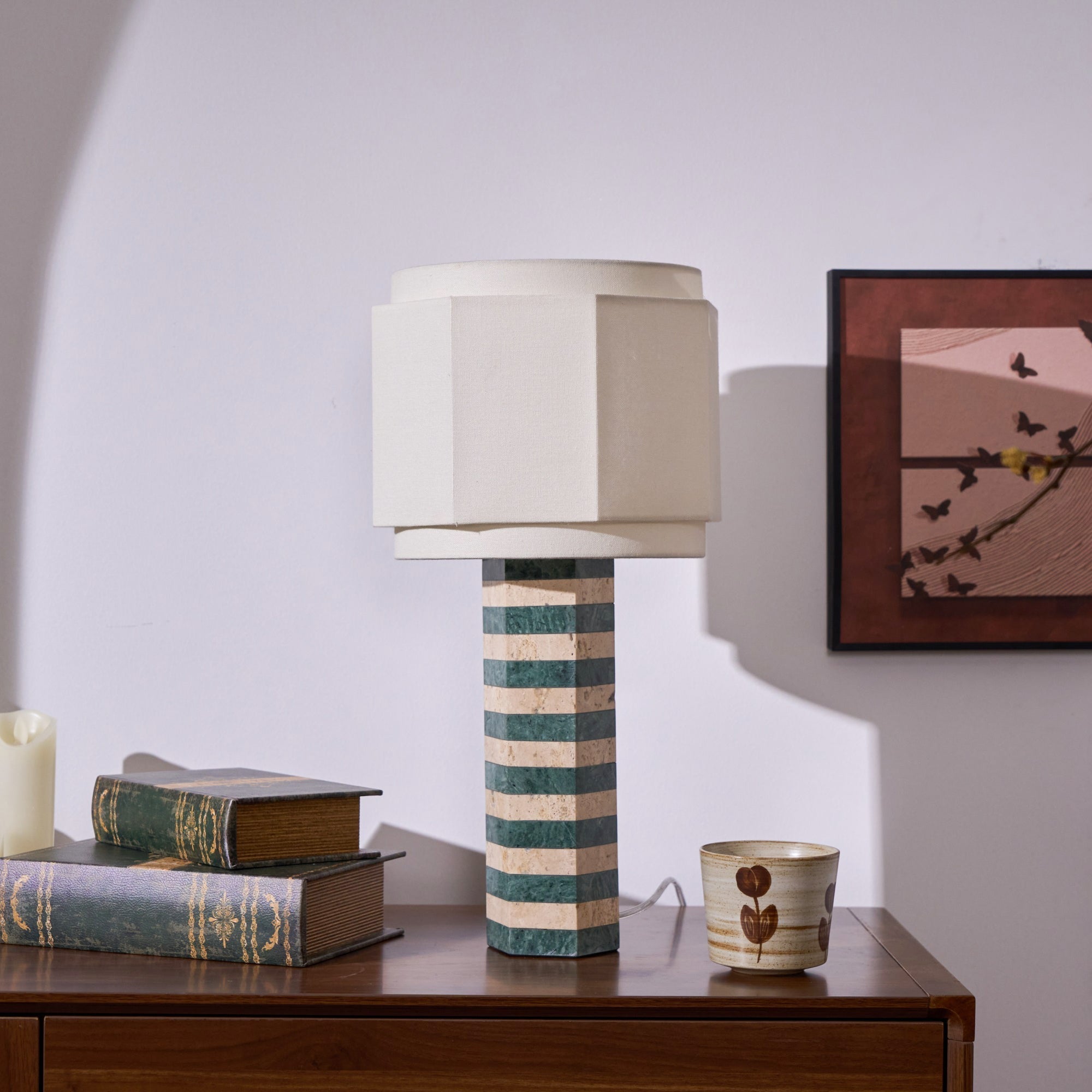 Modari Striped Stone Table Lamp - Blowlighting