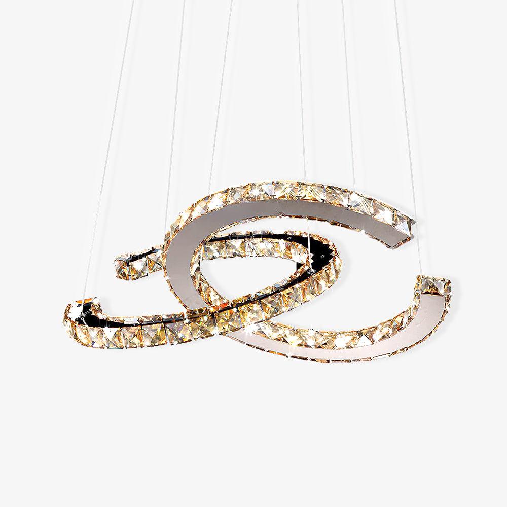 Lustra Chandelier Crystal Double C Modern Silver 2-Ring - Letslighting