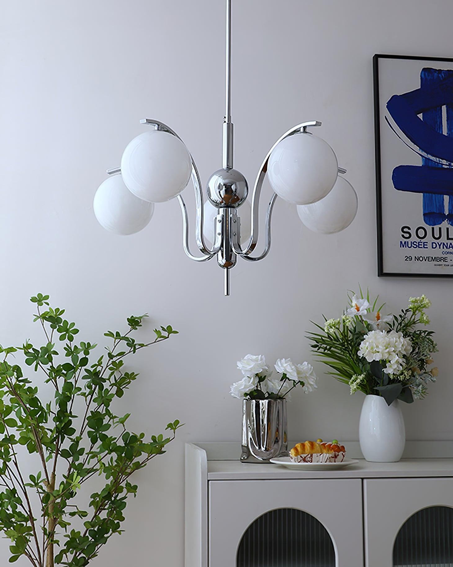 Lustra Chandelier Chrome Glass Modo Deco Elegant - Letslighting